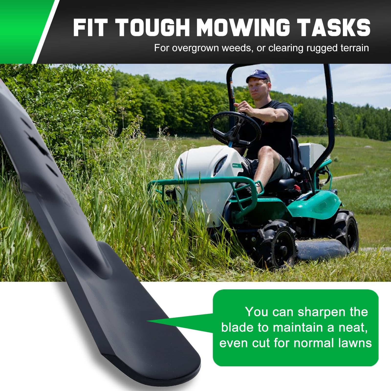 Grasscool 942-04308 Mower Blades for Troy Bilt Bronco Pony Mustang 42 inch Lawn Mower Cub Cadet 42'' Deck Riding Mower RZT42 Replace 942-04308A 942-04308-X 942-04312 742-04312 High Lift (2 Pack)