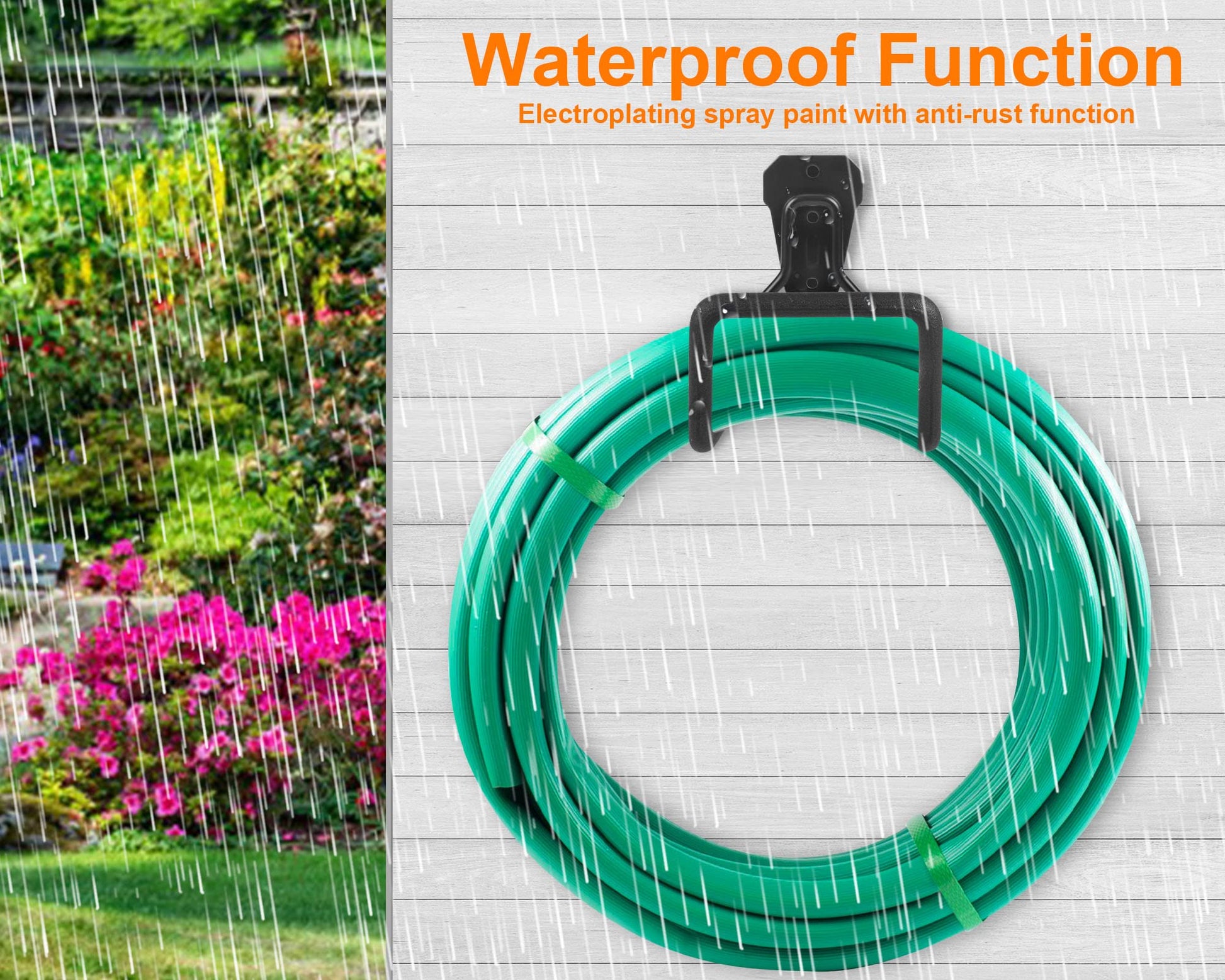 PeoMev Metal Garden Hose Holder - Heavy Duty Hose Hanger Wall Mounted Water Hose Holder for Outside Yard, Sturdy Hose Reel Hose Hooks for Water Hose