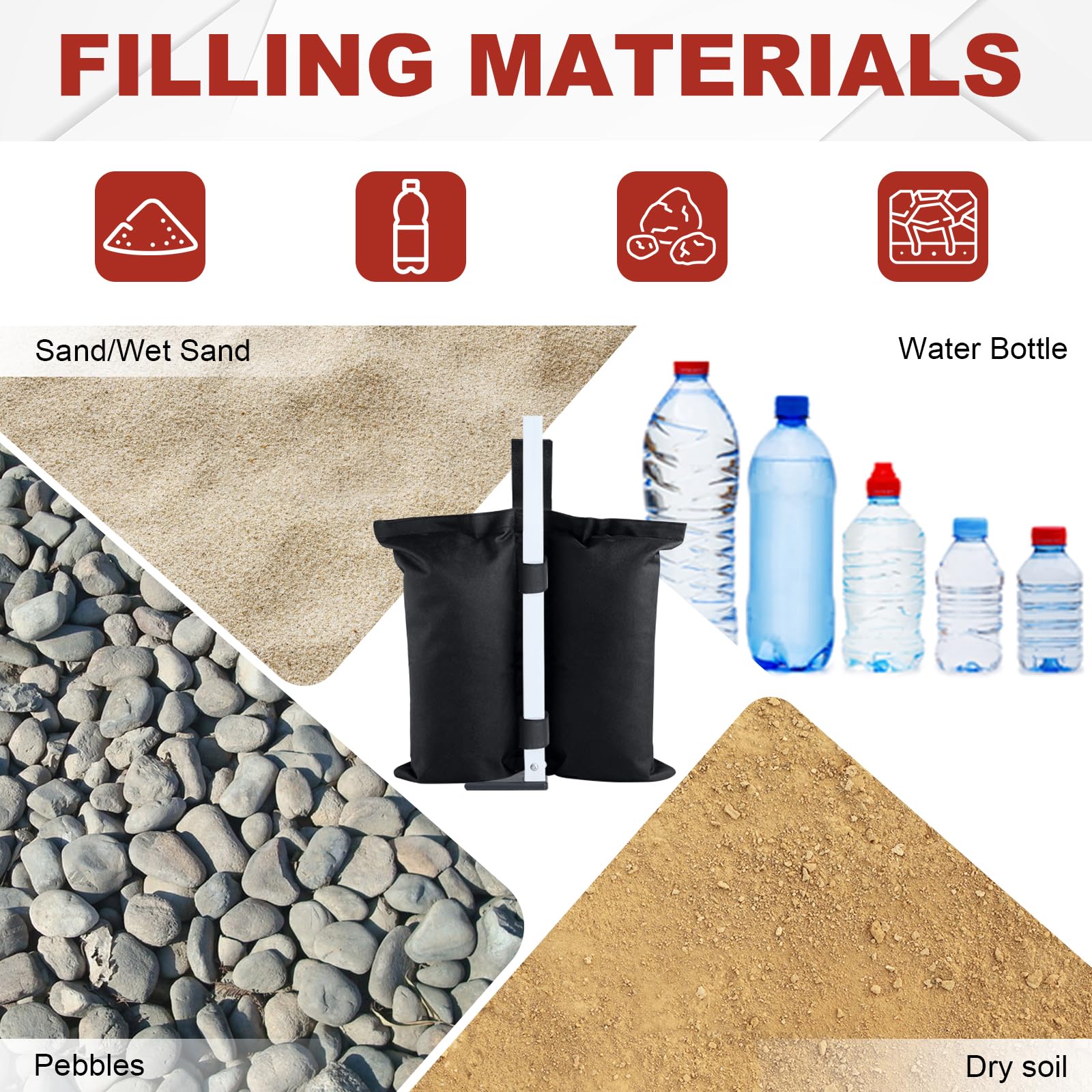 ABCCANOPY Canopy Weights 120 LBS Gazebo Tent Sand Bags,4pcs-Pack (Black)