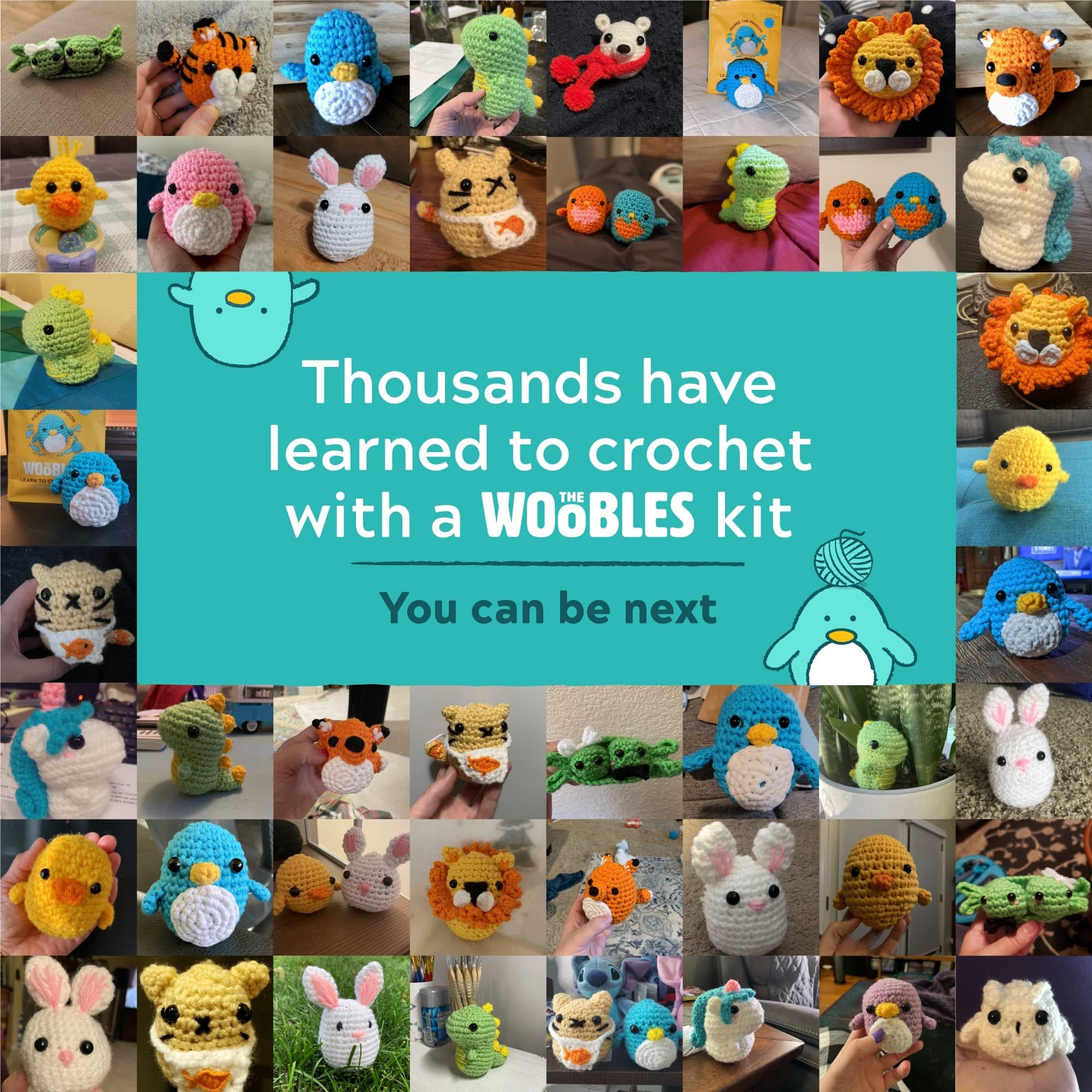 The Woobles Beginners Crochet Kit with Easy Peasy Yarn as seen on Shark Tank - with Step-by-Step Video Tutorials - JoJo The Bunny