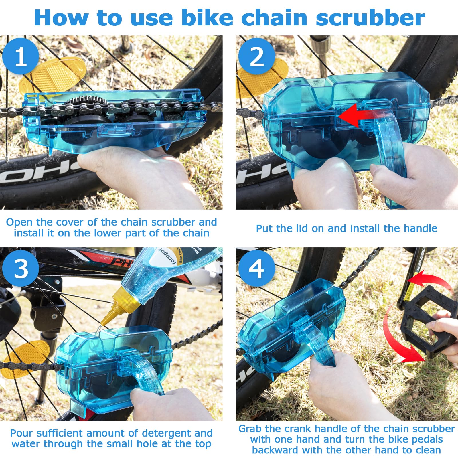 focopot Bike Cleaning Kit Including Bicycle Chain Cleaner Degreaser,Cycling Chain Lube,Cleaner Brush Tool,Scrubber,Suitable for Mountain/MTB,Ebike,Road Bike and Trail Bikes