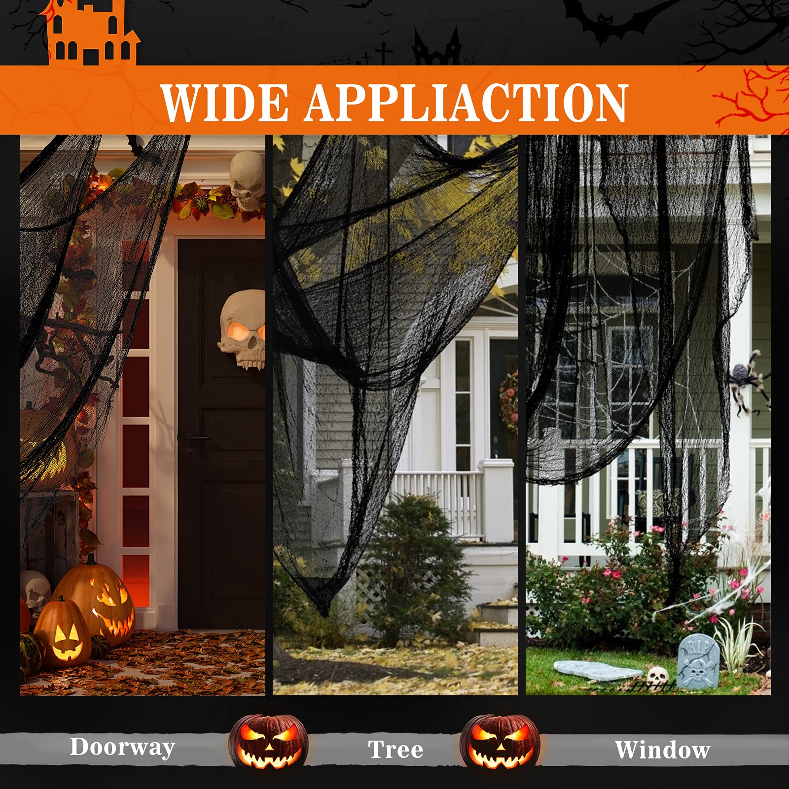 Halloween Creepy Cloth Black 80×400inch - Halloween Decorations Clearance - Creepy Spooky Halloween Decorations Outdoor Indoor