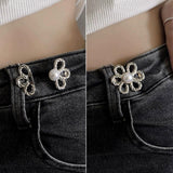 8 Sets Flower Jeans Button Pant Waist Tightener, Adjustable Waist Buckle Sets No Sew and No Tools Detachable Decorative Waist Buckles, Jean Buttons Pins for Loose Jeans, Pants, Skirts, Sleeves