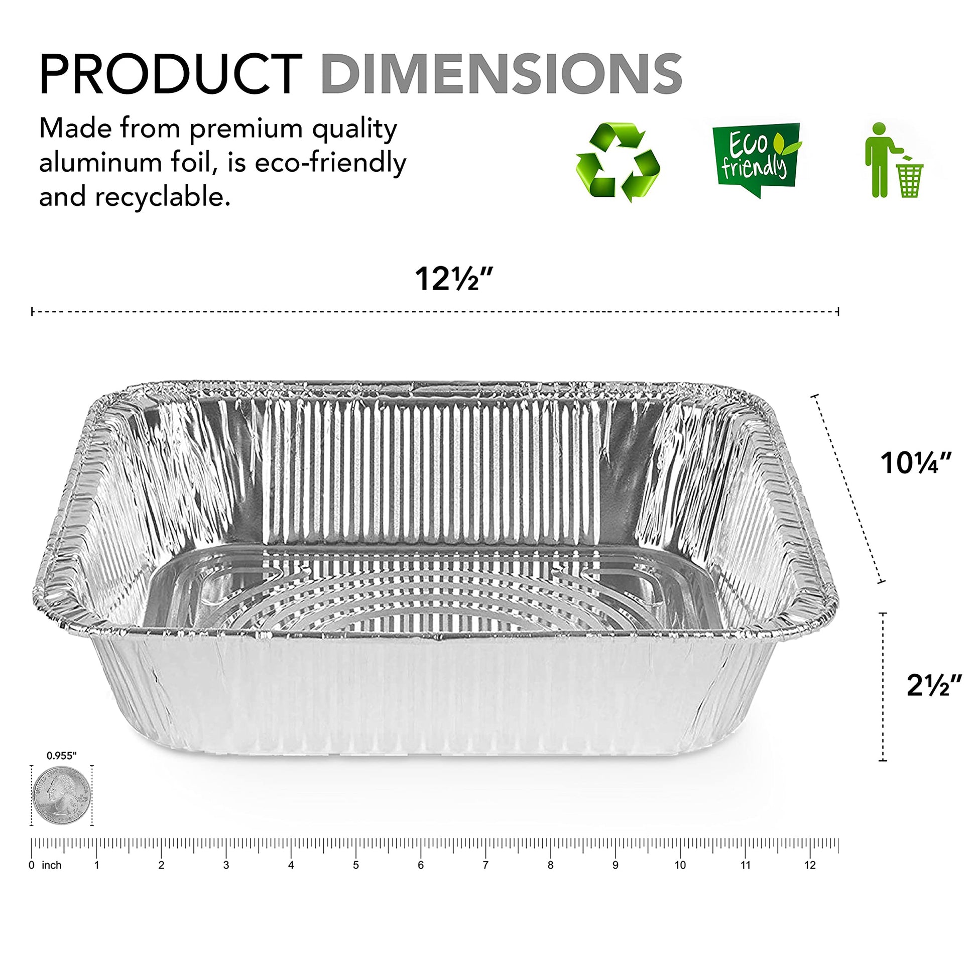 Aluminum 9x13 Disposable Foil (30 Pack) – Half Size Deep Steam Table for Cooking, Heating, Storing, Prepping Food