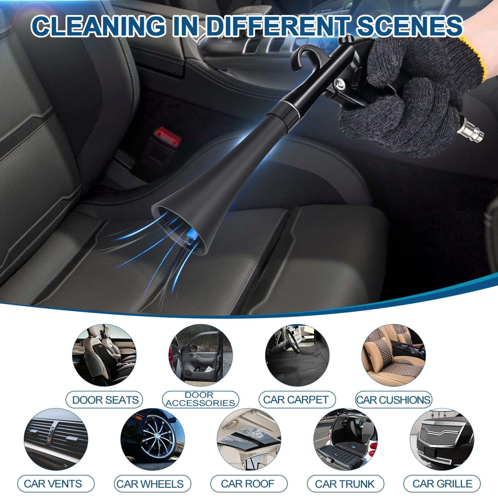 Car Cleaning Gun Detailing Interior Dryer Air Blow Gun, High Pressure Blower Gun, Car Detailing Kit Interior Cleaner, Car Detailing Tools for Car Quickly Blasts Dirt and Dust Works with Air