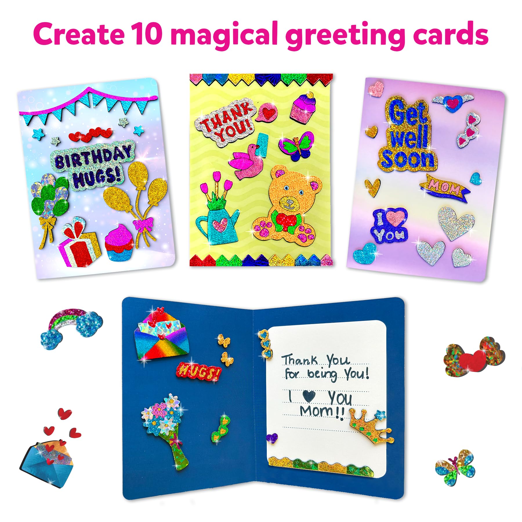 Skillmatics Art & Craft Activity - Foil Fun Card Making Set, Stocking Stuffers, No Mess Art for Kids, DIY Creative Activity, Gifts for Girls & Boys Ages 4, 5, 6, 7, 8, 9, Travel Toys