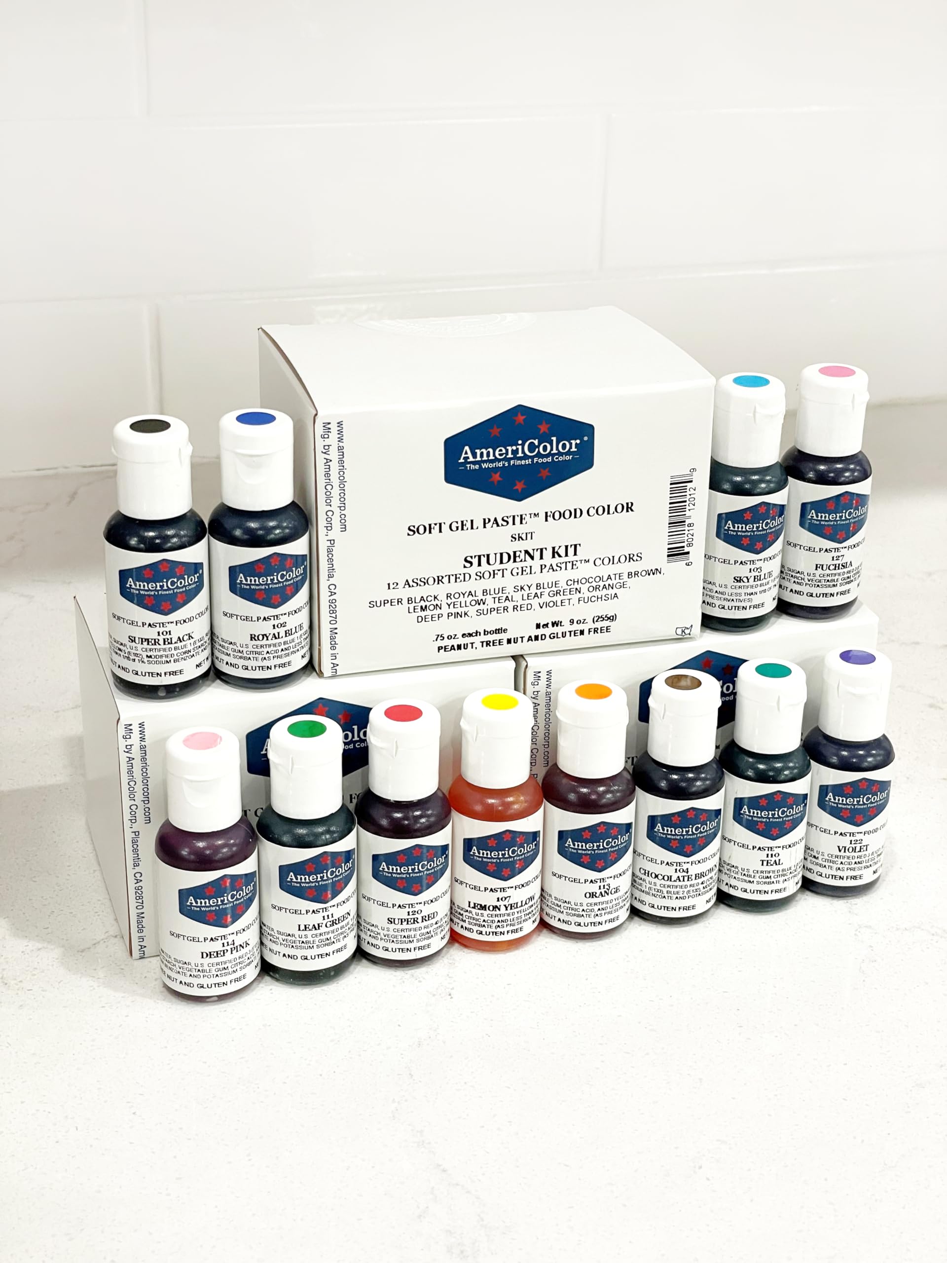 Food Coloring AmeriColor Student - Kit 12 .75 Ounce Bottles Soft Gel Paste Colors