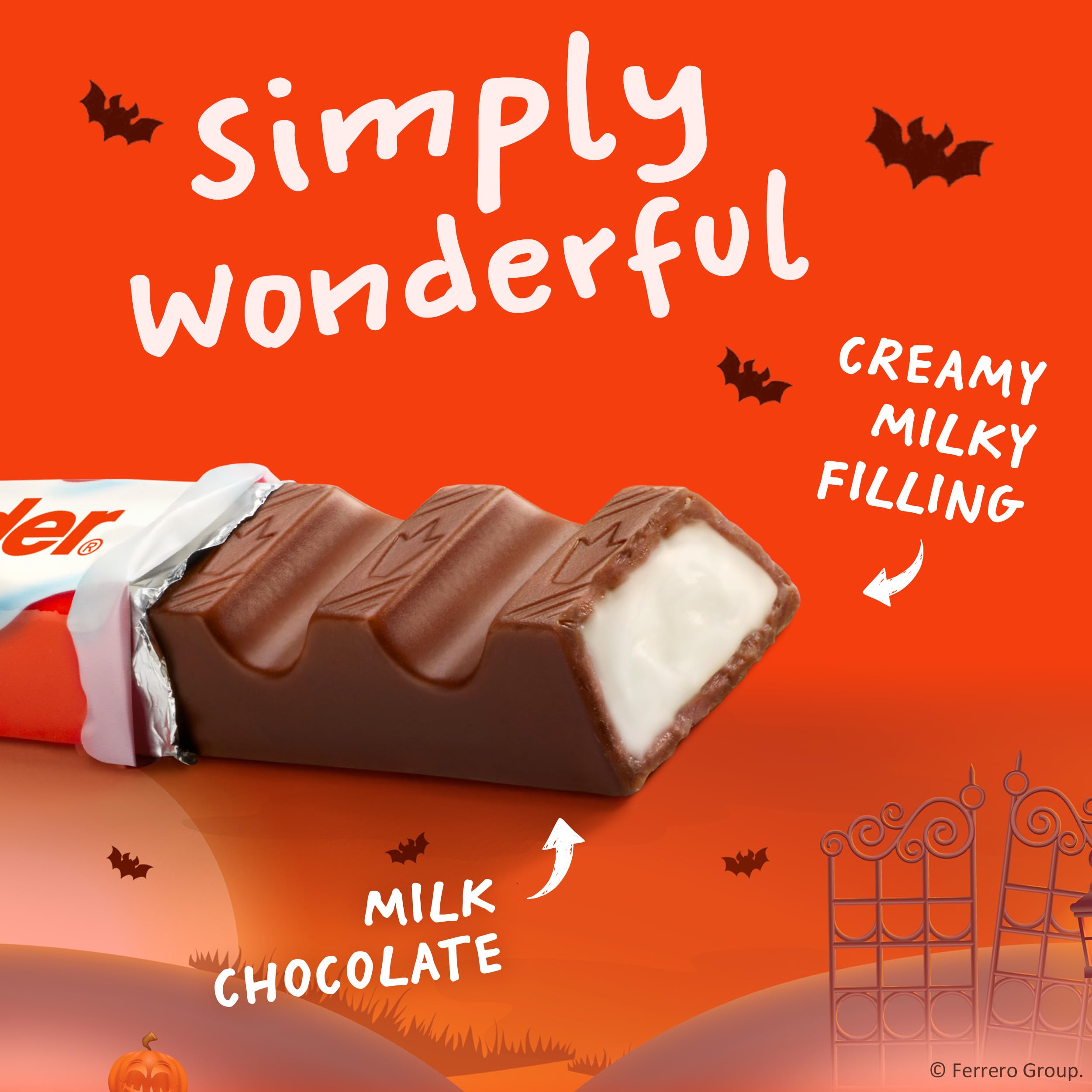 Kinder Chocolate, Milk Chocolate Bar with Creamy Milky Filling, Individually Wrapped, Snack Size, 20 Count Bag, 8.8 oz