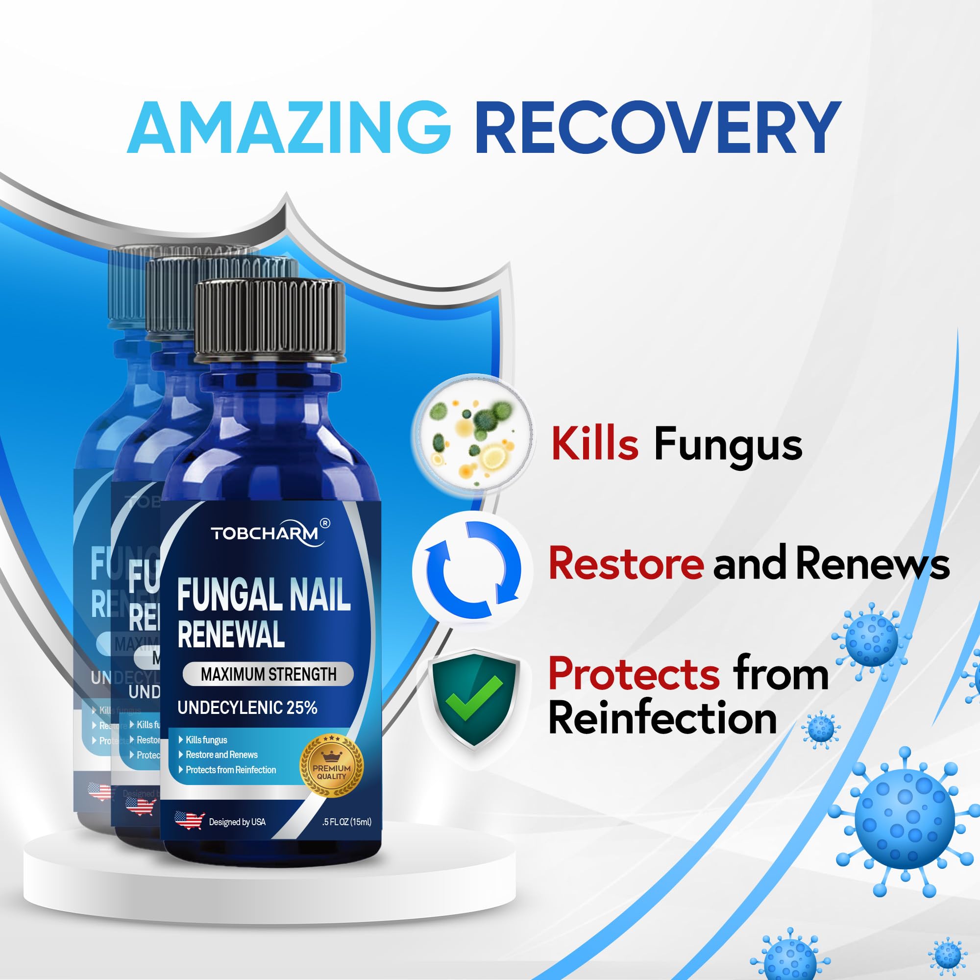 Toenail Fungus Treatment Extra Strength with 25% Undecylenic Acid & Tea Tree Oil, Nail Fungus Treatment for Toenail & Fingernails, Antifungal Nail Treatment for Damaged Nails and Thick Toenails- 2Pcs