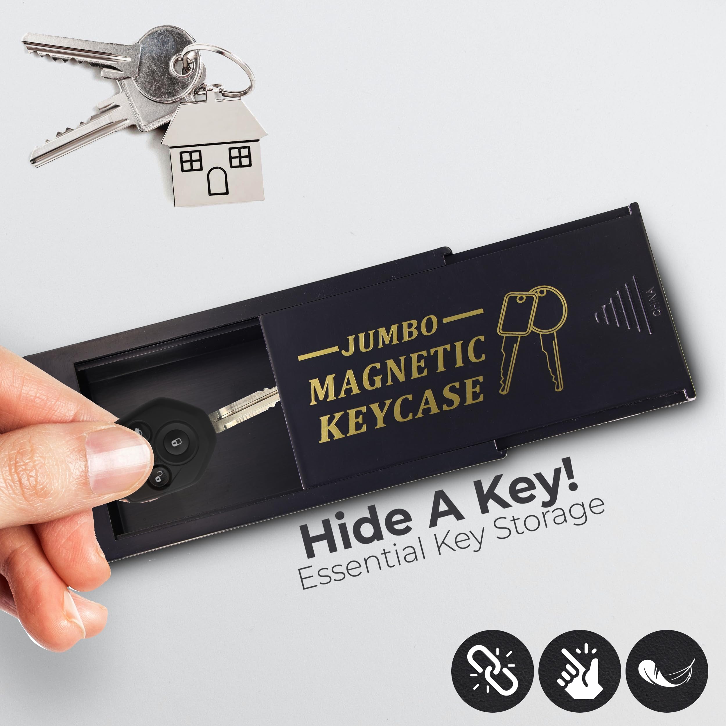 Hide A Key Magnetic Key Holder Under Car - Hide A Key for Your Car So You Never Lock Out - Plastic Magnet Key Hider to Store a Spare for Your Home, Storage, Office, or Vehicle - 3 pack - by RamPro