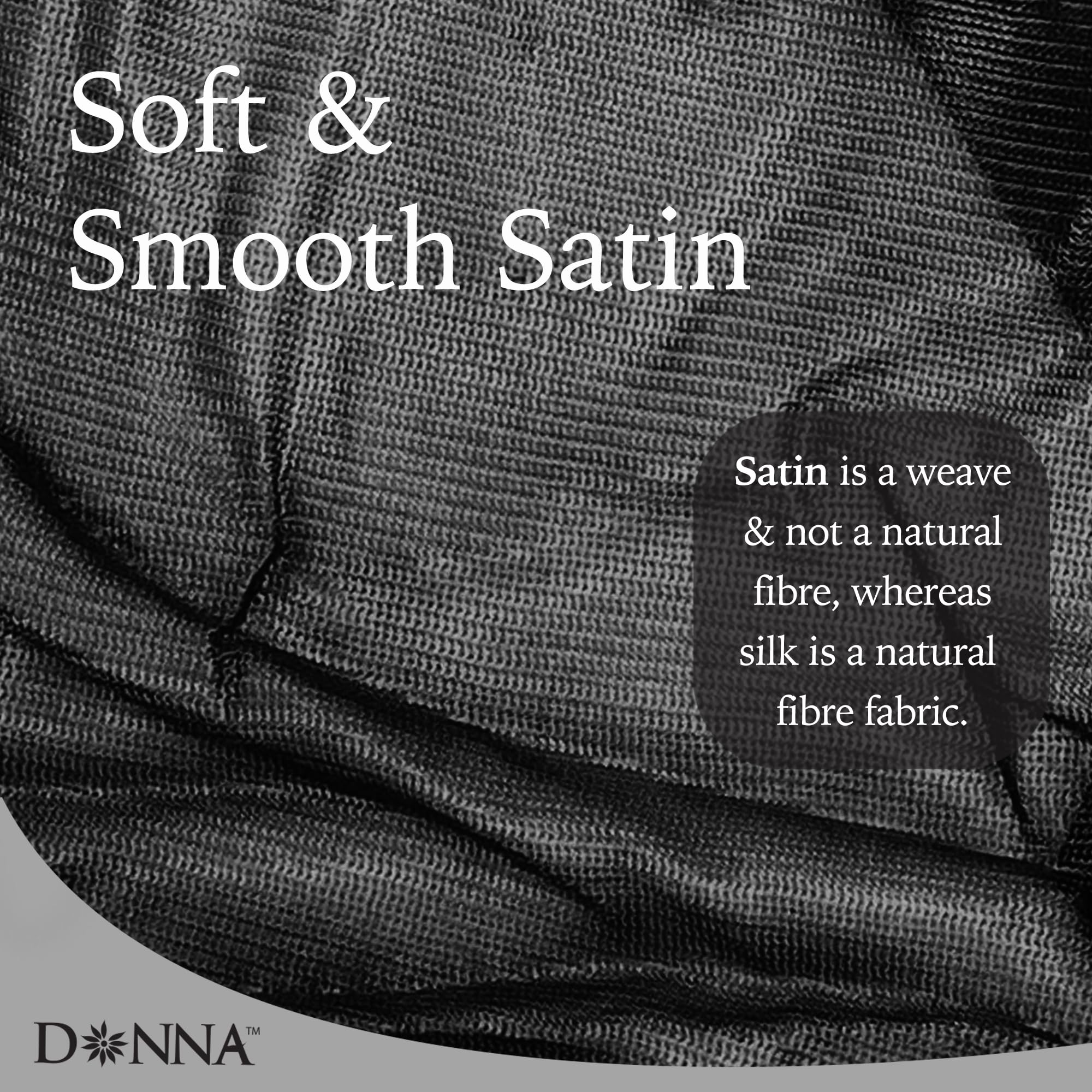 DONNA Silky Satin Hair Wrap, Luxurious Head Wraps for Black Women, Premium Silk Hair Wrap for Nighttime Protection and Style Black Satin Headband, 1pc
