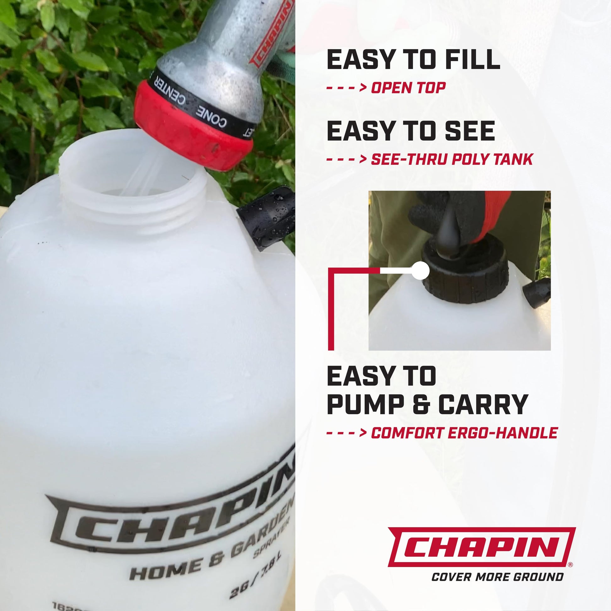 Chapin International 16144 1 Gallon Multipurpose Sprayer for Lawn, Home and Garden,Translucent White
