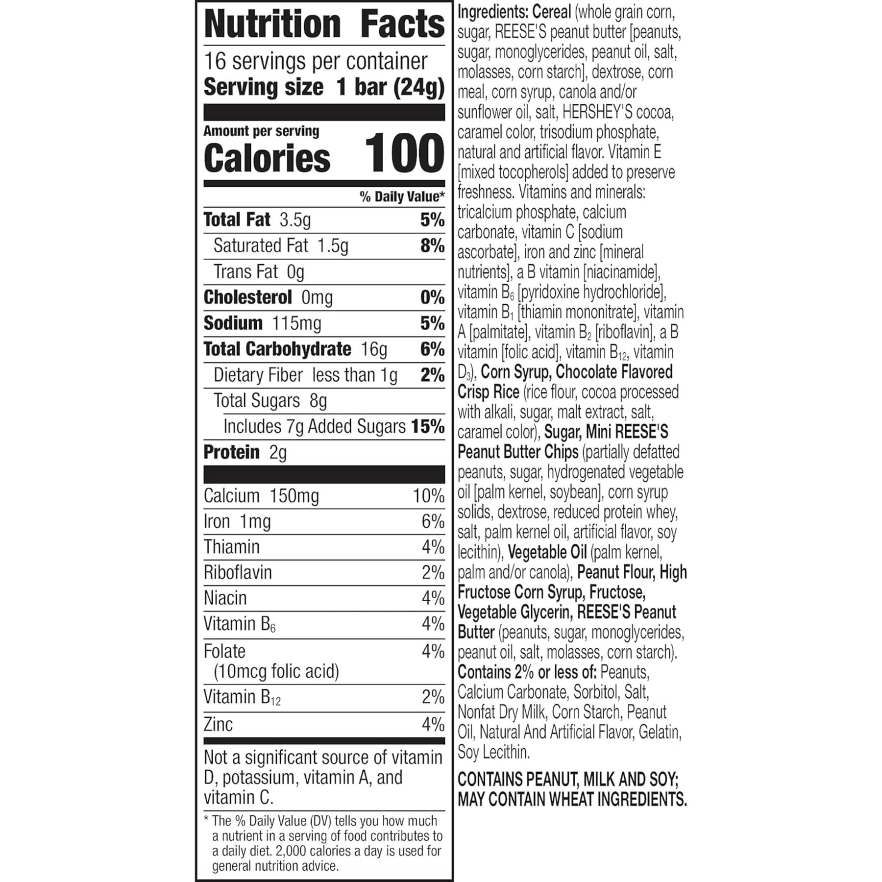 REESE'S Puffs Cereal Treat Bars, Peanut Butter and Cocoa, Snack Bars, Value Pack, 16 Ct, 13.6 oz