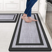 Mattitude Kitchen Mats Set of 2，Cushioned Anti-Fatigue Non-Skid Rug Sets Ergonomic Comfort Standing Mat for Kitchen, Floor, Office, Sink, Laundry, Black and Gray