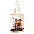 Hallmark 13" Large Halloween Tote Bag (Happy Haunting Haunted House) Reusable Canvas Bag for Trick or Treating, Grocery Shopping and More