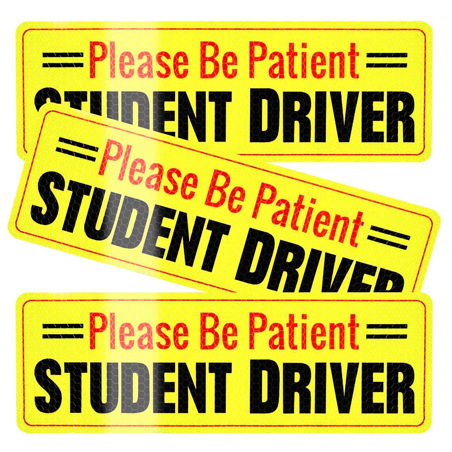 SINGARO Student Driver Magnet for Car,Please Be Patient Student Driver,Magnetic Student Driver Sign,3Pcs Reflective Novice Driver Sticker,New Driver Decal for Car Removable Exterior Accessories(Black)