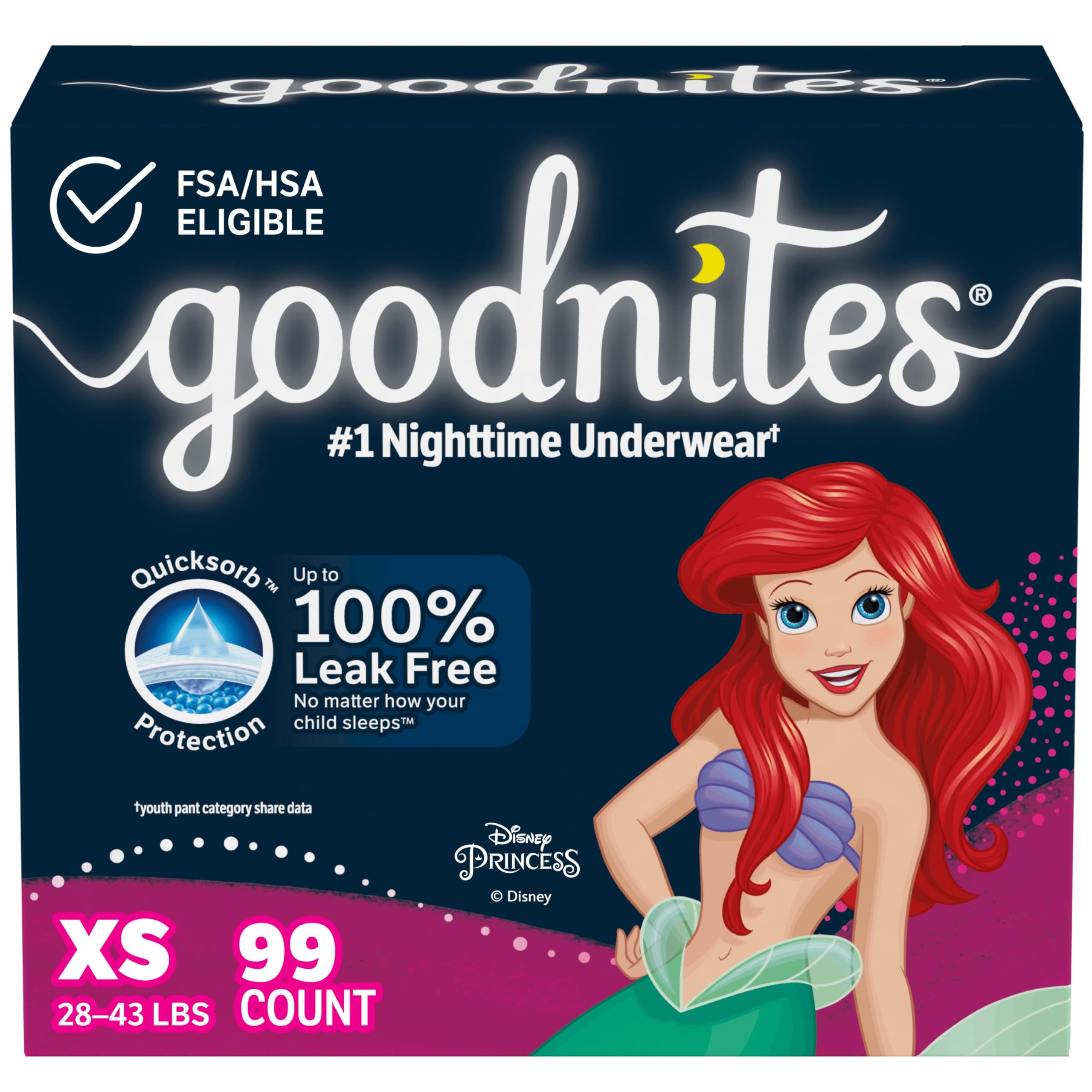 Goodnites Girls' Nighttime Bedwetting Underwear, Size Large (68-95 lbs), 75 Ct (3 Packs of 25), Packaging May Vary