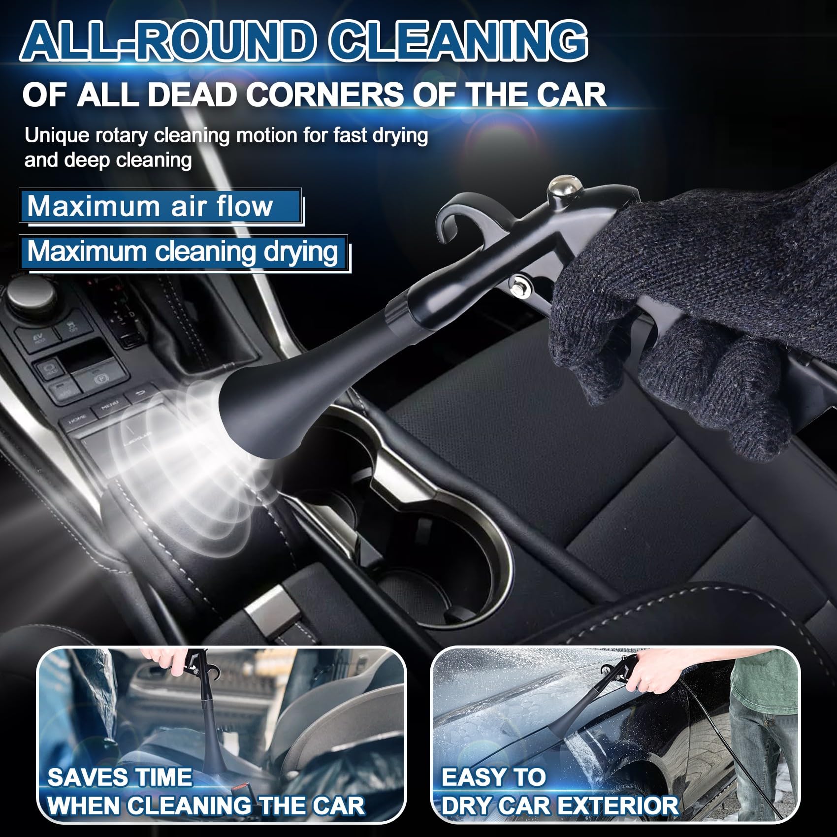 Car Cleaning Gun Detailing Interior Dryer Air Blow Gun, High Pressure Blower Gun, Car Detailing Kit Interior Cleaner, Car Detailing Tools for Car Quickly Blasts Dirt and Dust Works with Air