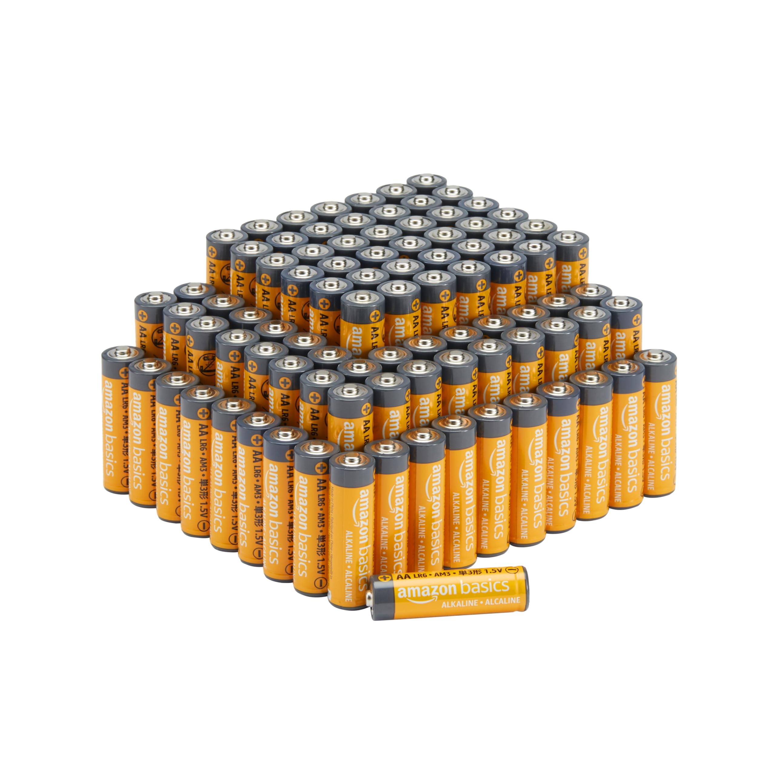 Amazon Basics 100-Pack AA Alkaline High-Performance Batteries, 1.5 Volt, 10-Year Shelf Life