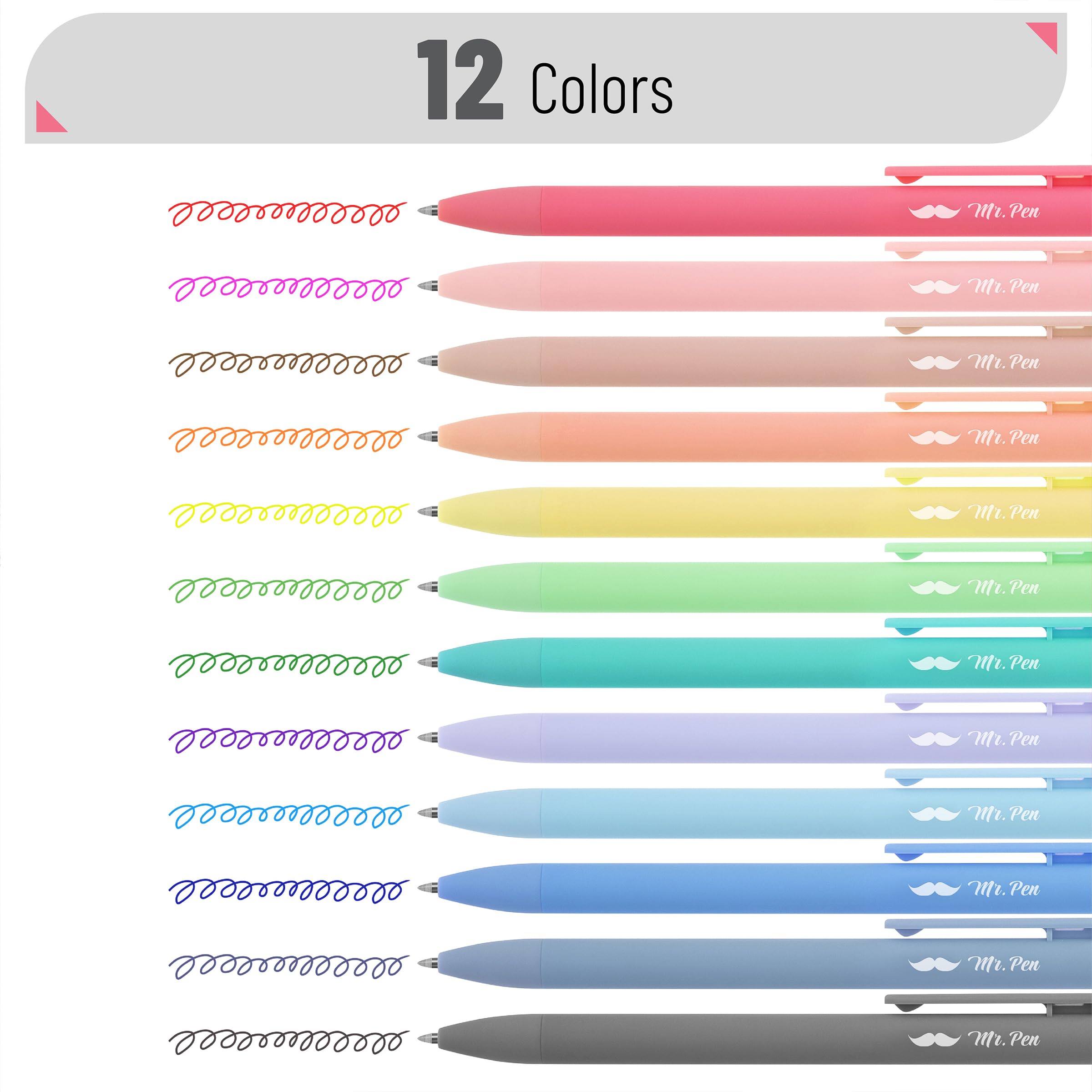 Mr. Pen- Retractable Gel Pens, 12 Pack, Fast Dry, Gel Pens Fine Point 0.7mm, Retractable Pens, Cute Pens, Back to School Supplies