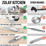 Zulay Kitchen Stainless Steel 13" Soup Ladle - Comfort Grid Steel Ladle with Long Handle and Ample Bowl Capacity Perfect for Stirring, Serving Soups and More - Heavy-Duty Metal Ladle