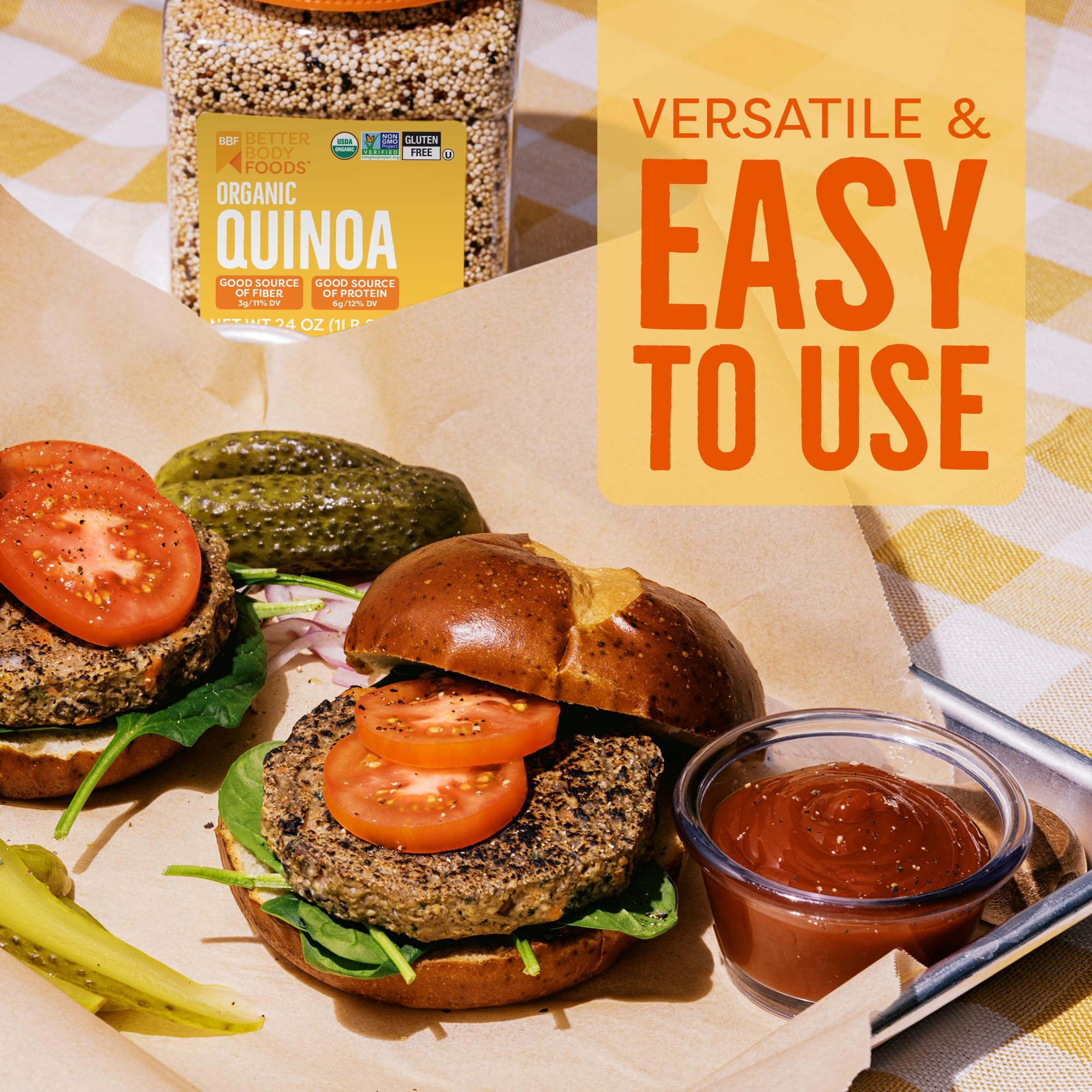 BetterBody Foods Organic Quinoa, Vegan, Gluten Free, Low Glycemic Rice Replacement, 24 ounce