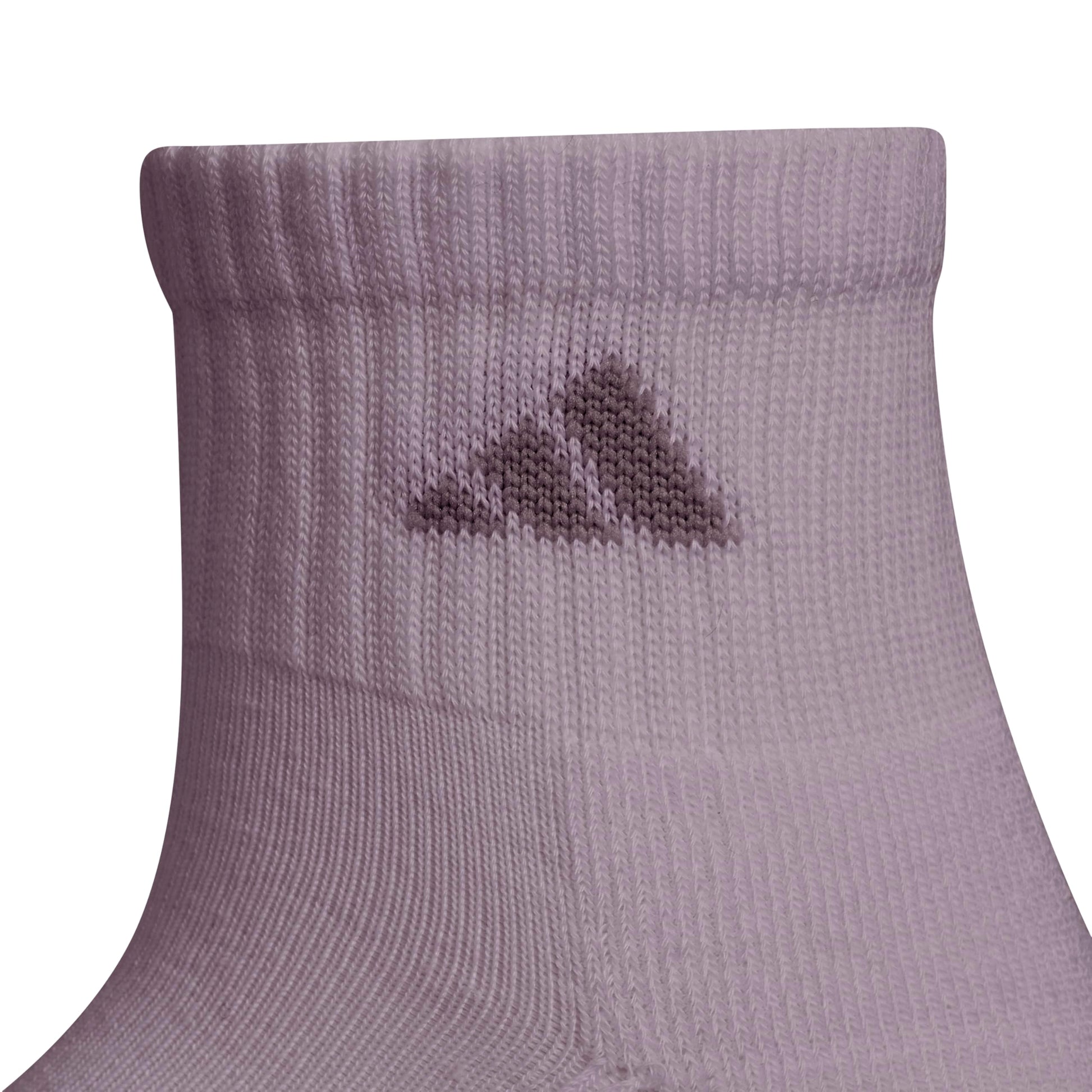 adidas Women's Ankle Socks, Athletic Cushioned Quarter Fit, 6-Pack, Durable, Comfortable, Cooling, with Compression, Preloved Fig Purple/Clear Onix Grey/White, M