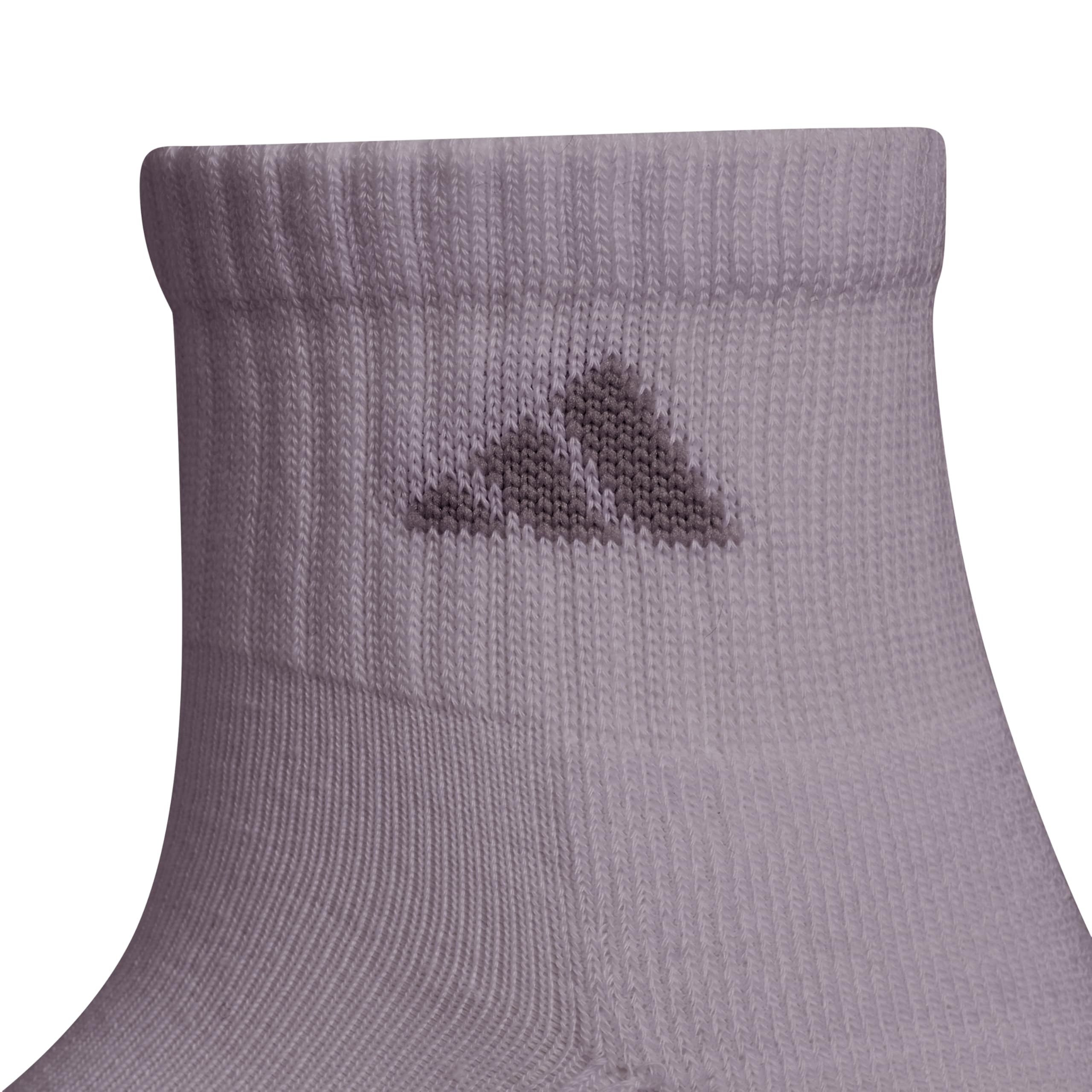 adidas Women's Ankle Socks, Athletic Cushioned Quarter Fit, 6-Pack, Durable, Comfortable, Cooling, with Compression, Preloved Fig Purple/Clear Onix Grey/White, M