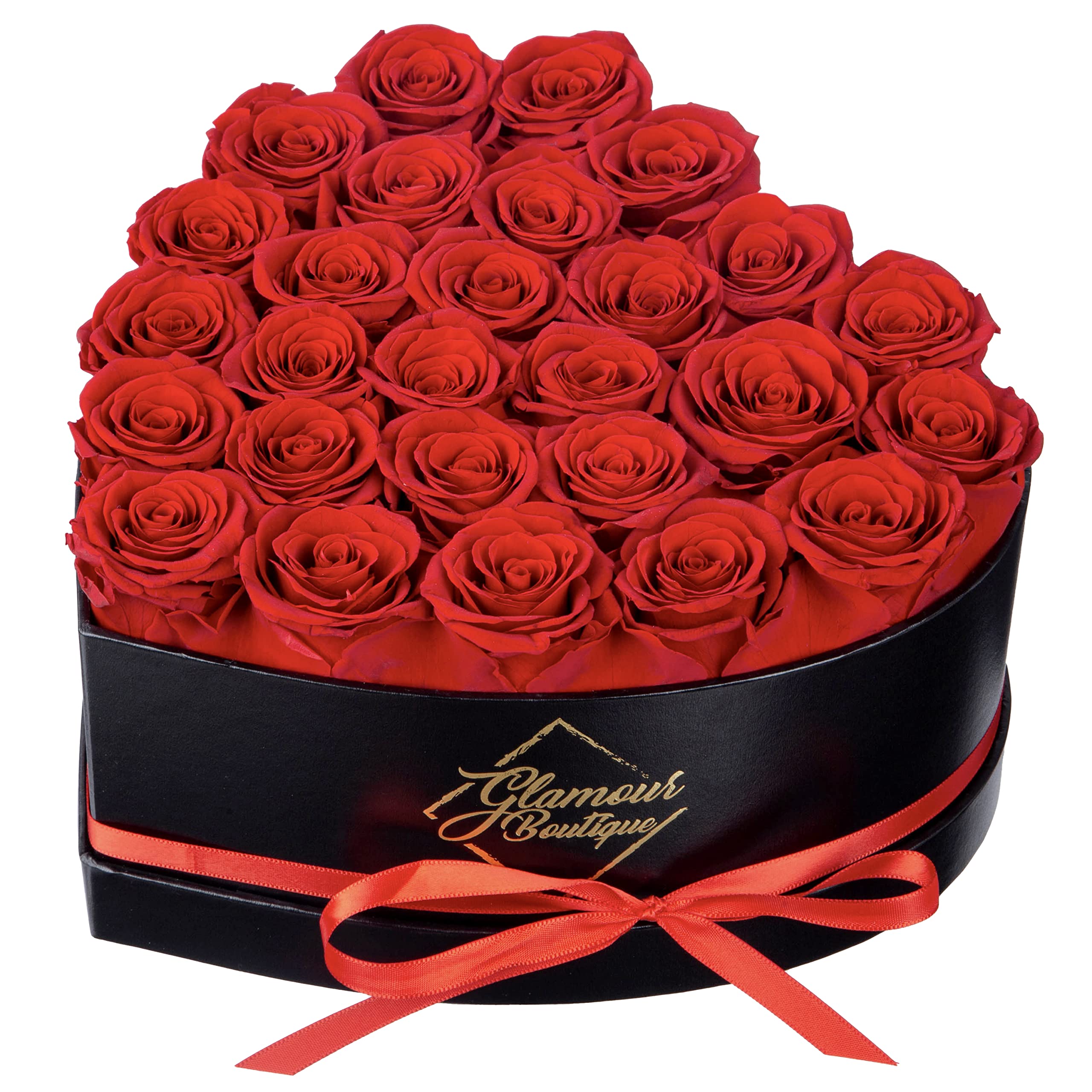 GLAMOUR BOUTIQUE 16 Forever Flower Heart Shape Box - Preserved Roses, Immortal Roses Gift for Her Eternal Rose Preserved Flowers for Delivery Mothers Day Women Valentines Day Gifts for Wife - Red