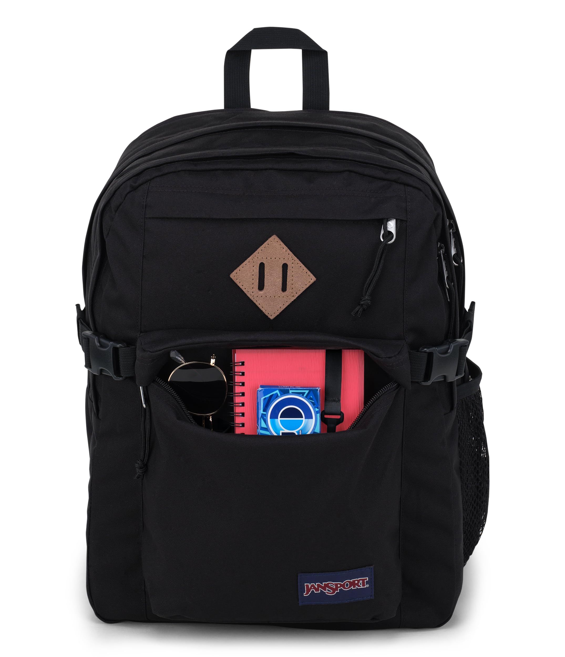 JanSport Main Campus Backpack - Travel or Work backpack w 15-Inch Laptop Sleeve and Dual Water Bottle Pockets, Black