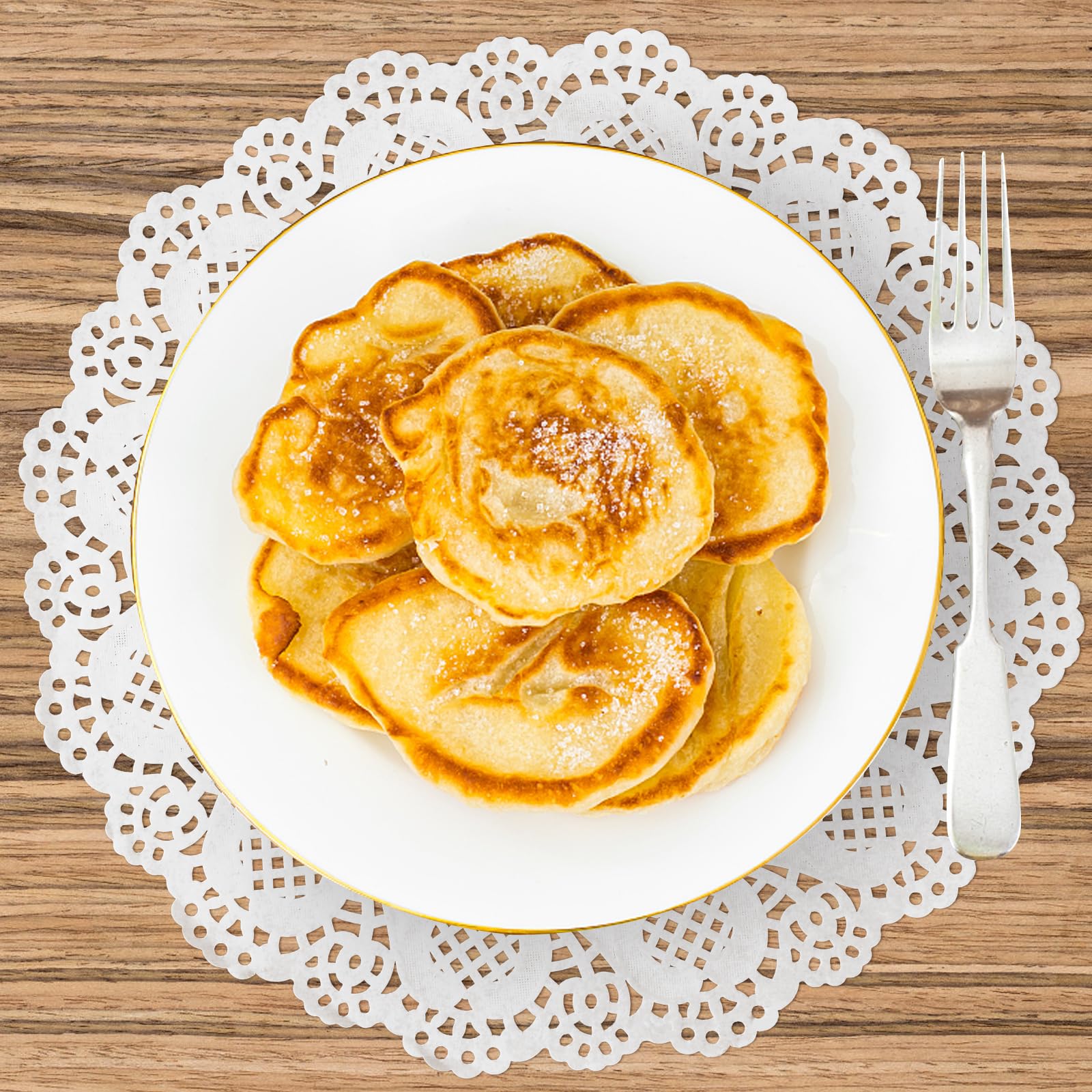 100 Pieces Paper Doilies, 12 Inch Doilies for Food, Disposable Lace Paper Doilies for Tables, Round Paper Placemats Bulk for Cakes Desserts Crafts (White)