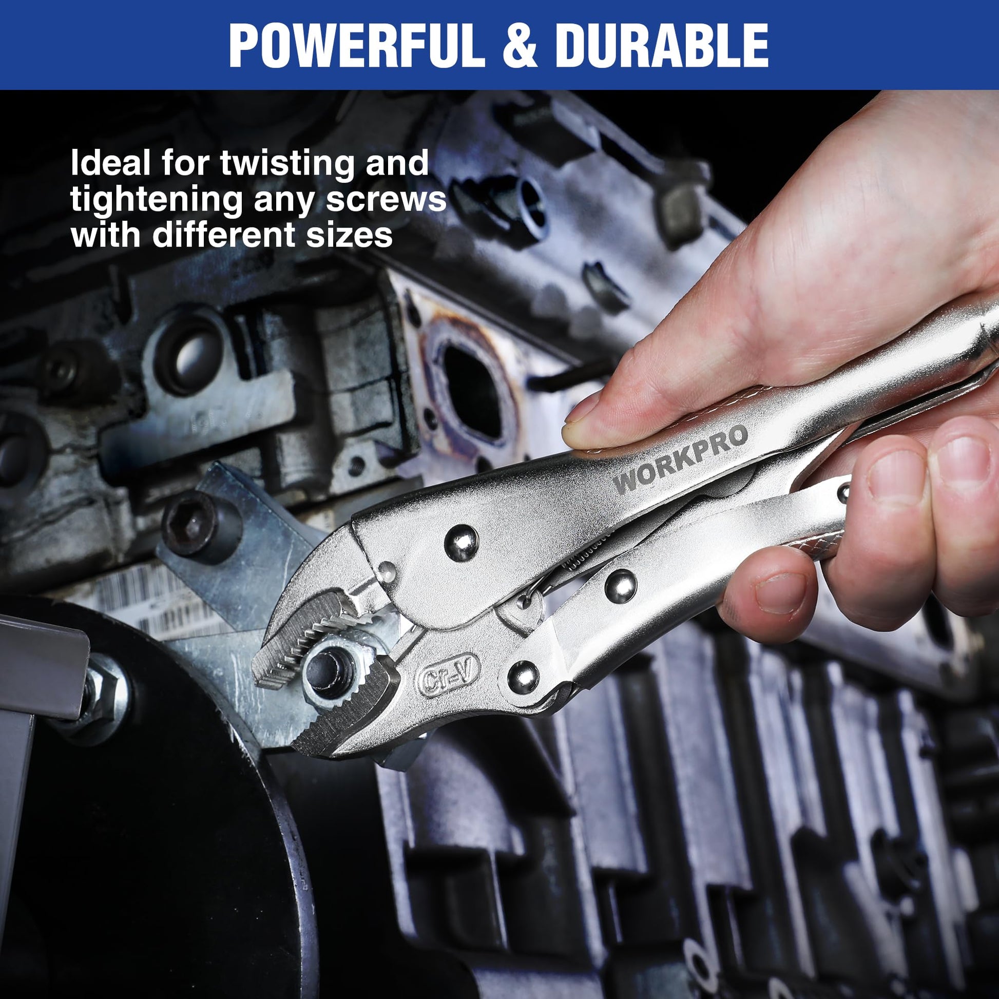 WORKPRO Locking Pliers, 10-inch Curved Jaw Vice Grips pliers, Chromium-Vanadium Steel Locking Pliers with Wire Cutter, Locking Adjustable Vise Grips for Clamping Twisting Welding