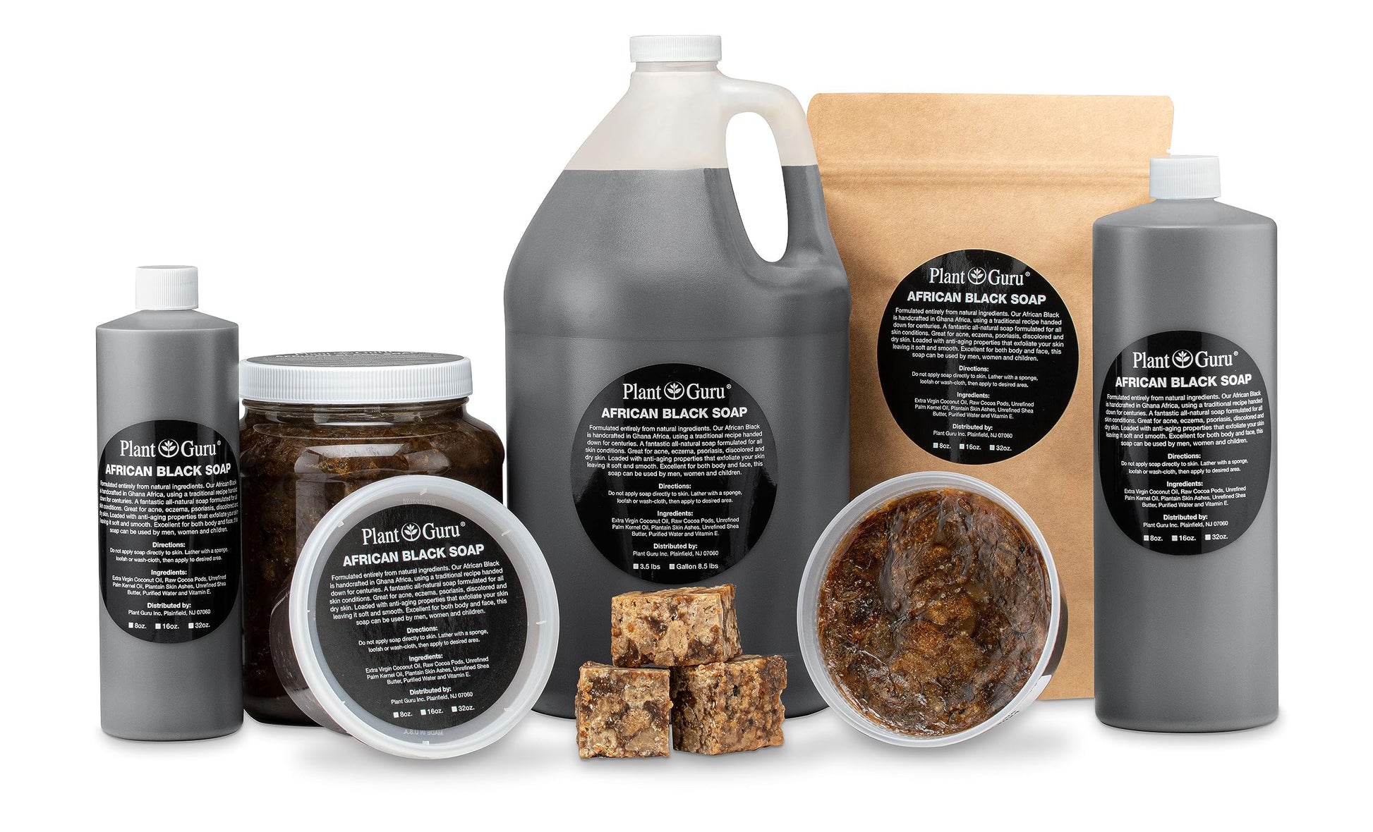 Raw African Black Soap Bar 8 oz. - 100% Pure Natural From Ghana. Acne Treatment, Aids Against Eczema & Psoriasis, Dry Skin, Scars and Dark Spots. Great For Pimples, Blackhead, Face & Body Wash.