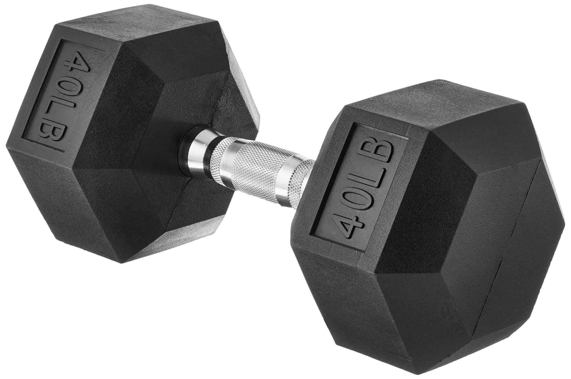 Amazon Basics Rubber Hex Dumbbell Hand Weight, 30 pound, Single, Black