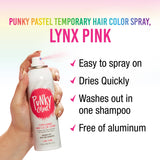 Punky Temporary Hair Color Spray, Lynx Pink, Fast-Drying, Non-Sticky, Non-Damaging, Travel Size Hair Dye for Instant Vivid Hair Color, 3.5 oz