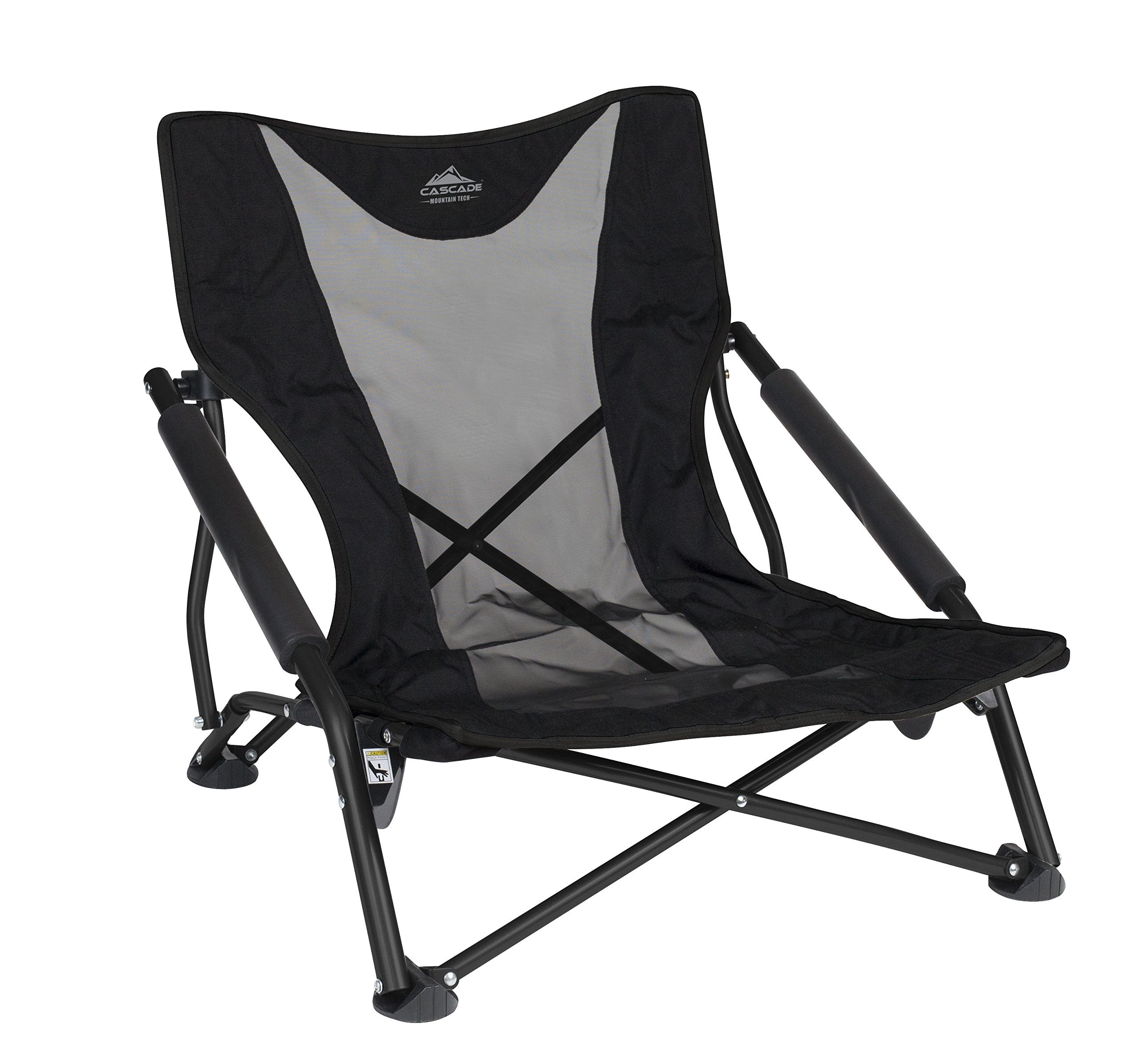 Cascade Mountain Tech Campingstuhl – Flacher Klappstuhl für Camping, Strand, Picknick, Grillen, Sportveranstaltungen mit Tragetasche, Schwarz