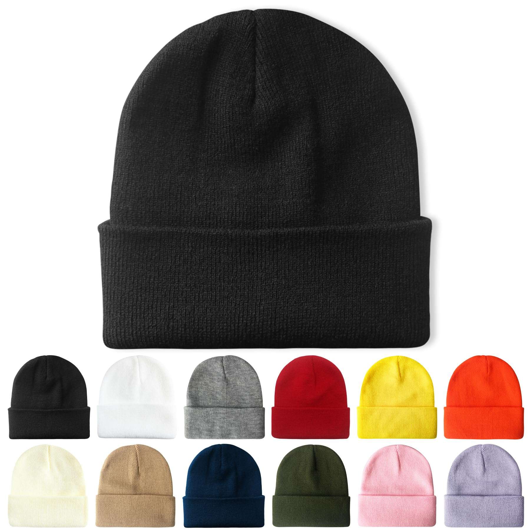 PFFY Beanie for Men and Women Unisex Knit Winter Beanies Hats Black