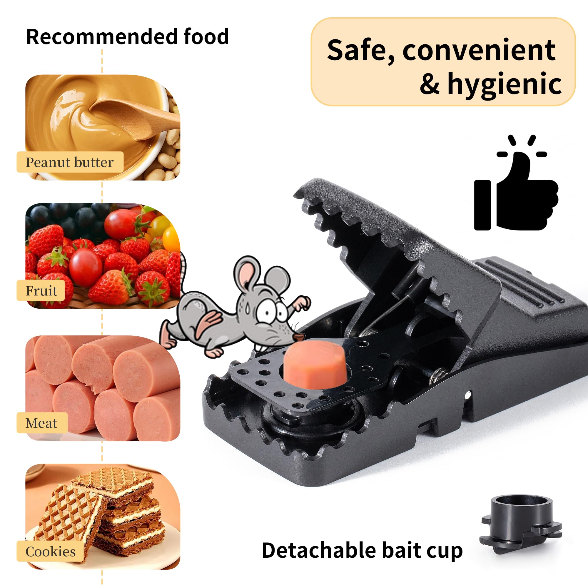 Briteen Mouse Traps Indoor Outdoor - 6 Pack Plastic Mouse Rat Trap for Home - Killer Plastic Mouse Catcher for Hotel, Hospital, School, Restaurant and Kitchen - Snap Traps for Mice, MK-06