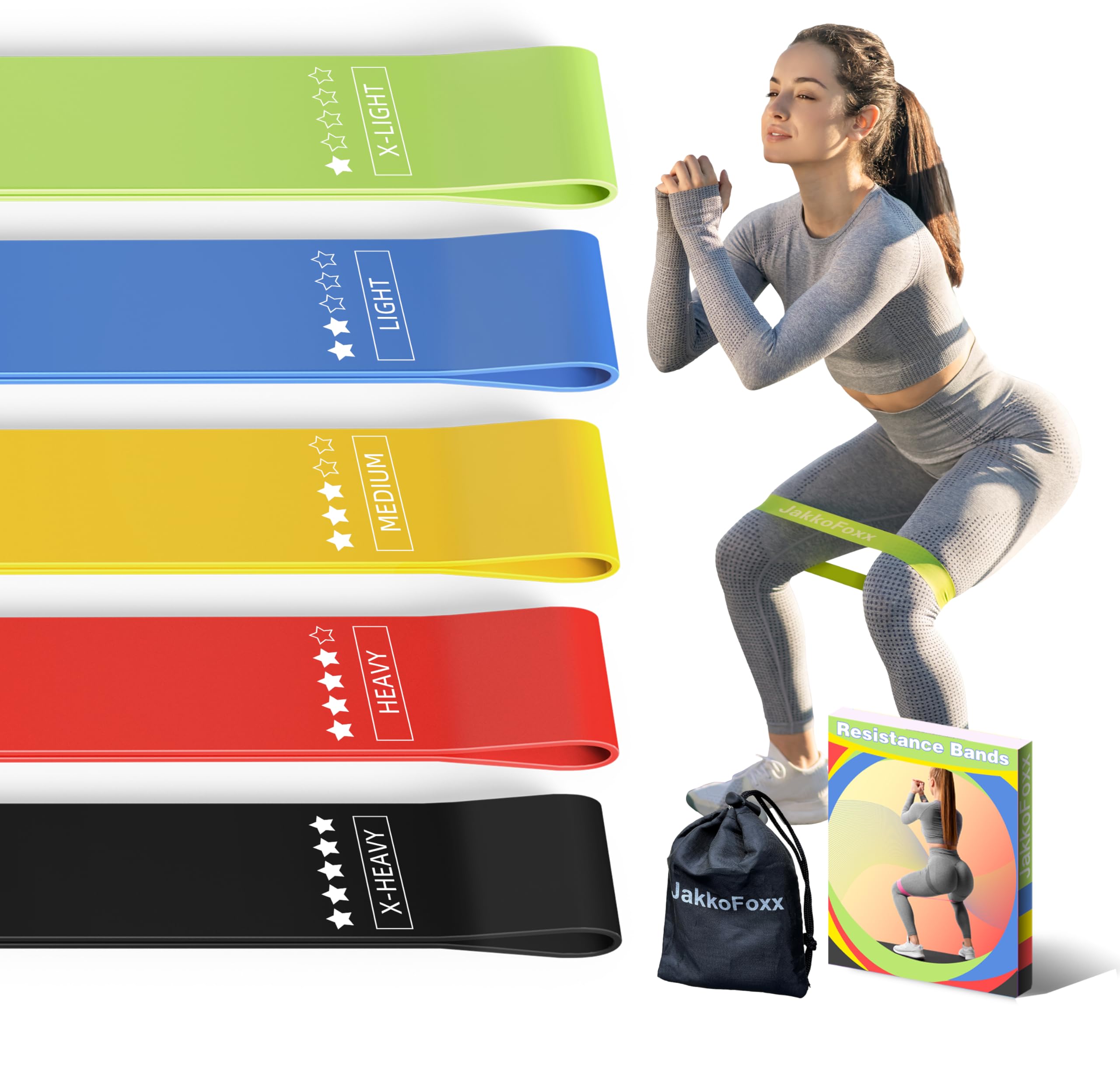 Resistance Loop Exercise Bands Exercise Bands for Home Fitness, Stretching, Strength Training, Physical Therapy,Elastic Workout Bands for Women Men Kids, Set of 5 (Assorted)