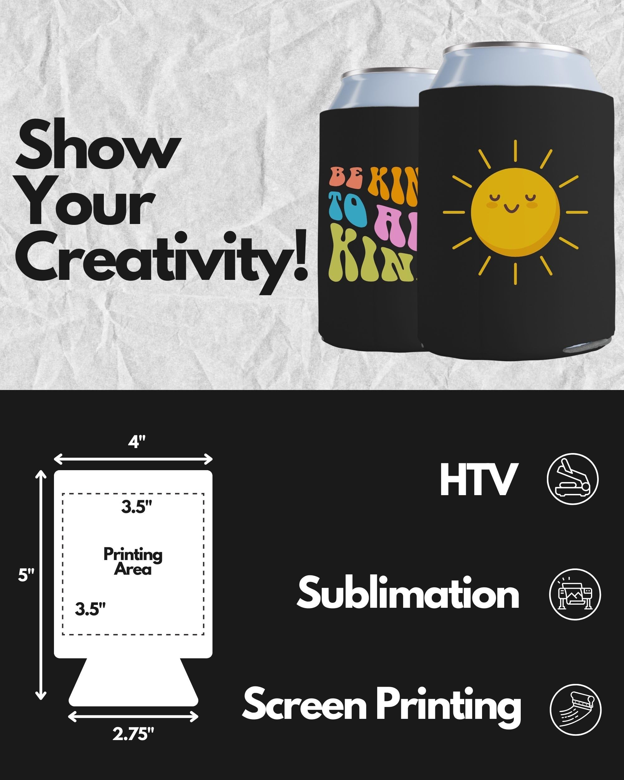 PartyPrints 25 Pack Black Blank Can Cooler Sleeves, Customizable Bulk Sublimation Insulated Foam for Beer, Collapsible Plain Drink Holder, Cold Soda Insulator, 12oz Regular, 16oz Tall Cans