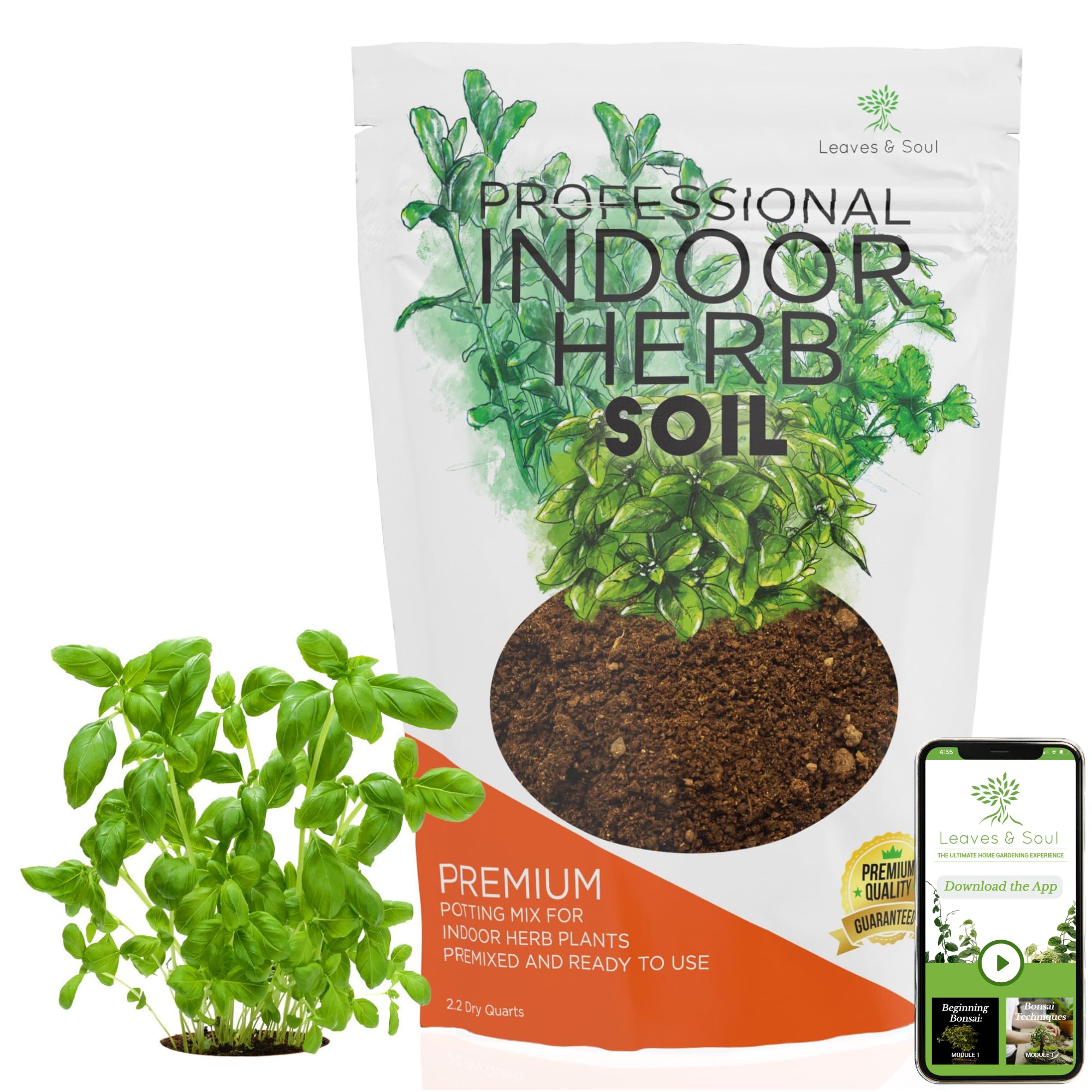 Professional Indoor Herb Plant Soil | Large 2.2 Quarts Ready to Use for Kitchen Herbs, Gardens, Cooking Herbs | Peat Moss, Coco Coir, Perlite, Dolomite | Made in USA