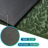 Bulijojo Outdoor Indoor Entrance Doormats,Durable Heavy Duty Welcome Mat,Thick Absorbent Natural Rubber Non Slip Mat,Easy Clean Entryway Rug 17x30 Inch Leaves Green