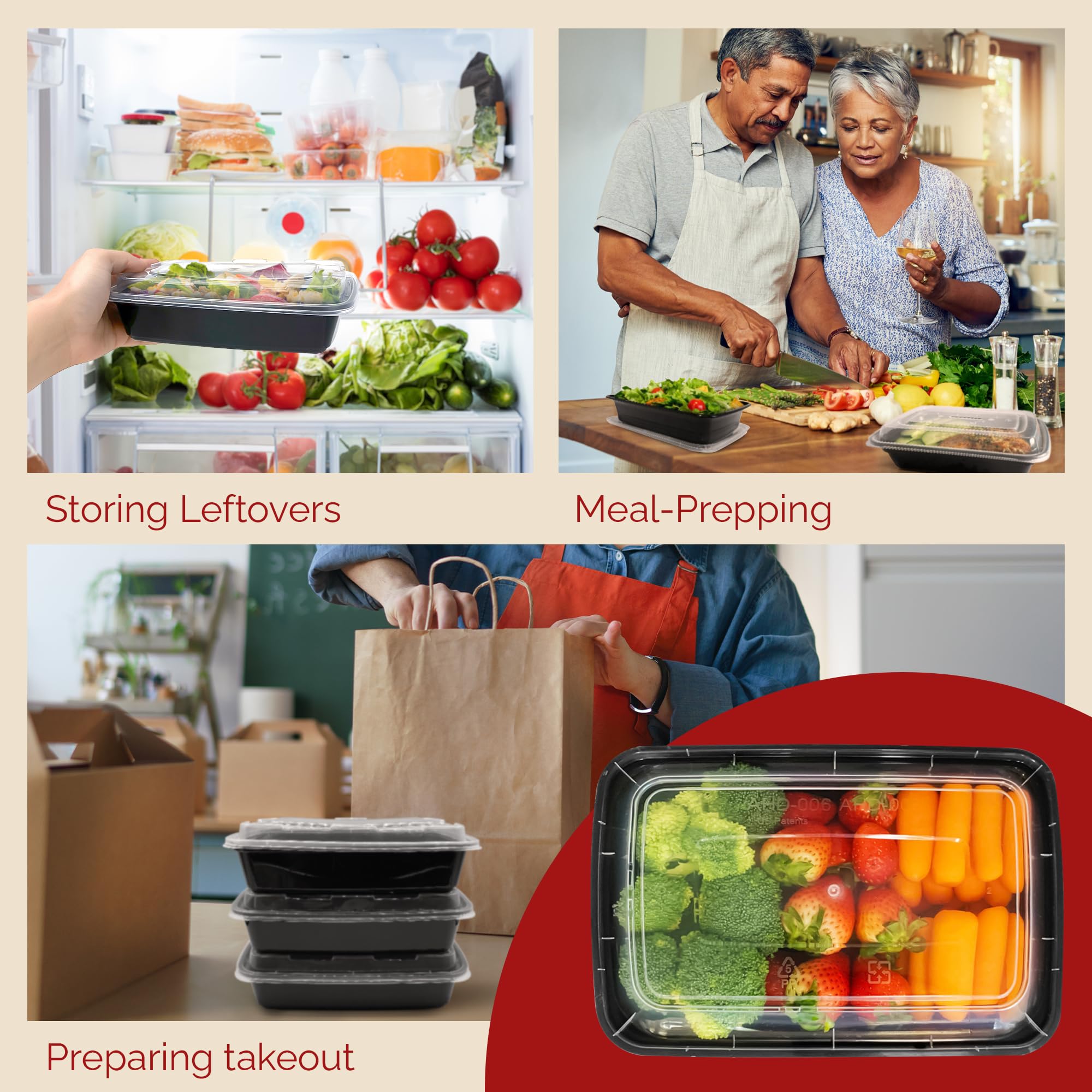 Reli. Meal Prep Containers (50 Pack, 32 oz.) | 1 Compartment Food Containers with Lids | Microwavable Freezer Dishwasher Safe - Bento Box