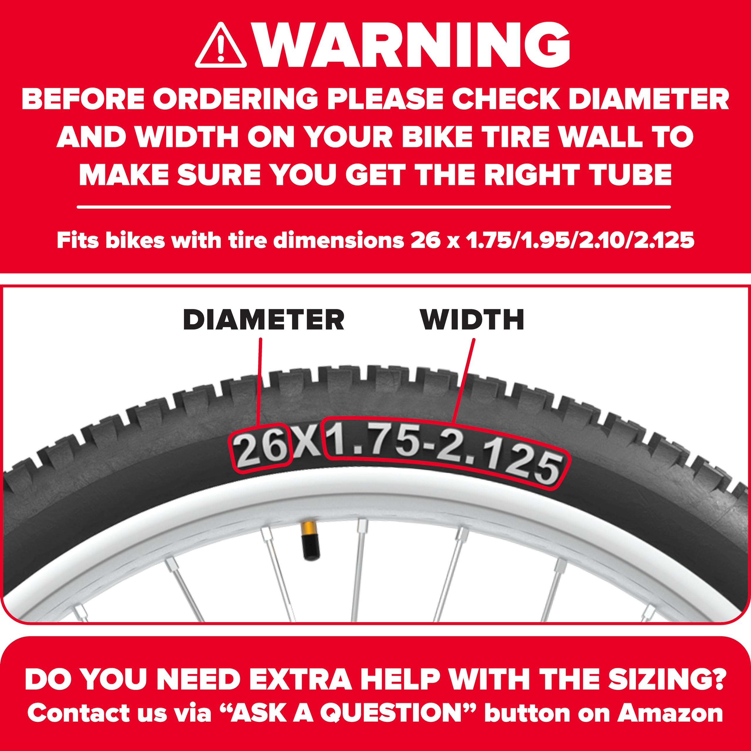 Ultraverse Bike Inner Tube for 26 X 1.75/1.95/2.10/2.125 inch Bicycle Tire with Schrader Valve – Rubber Tubes for Mountain and Trail, Cruisers, MTB, Gravel, Enduro, Downhill, City Bikes - 2 Pack