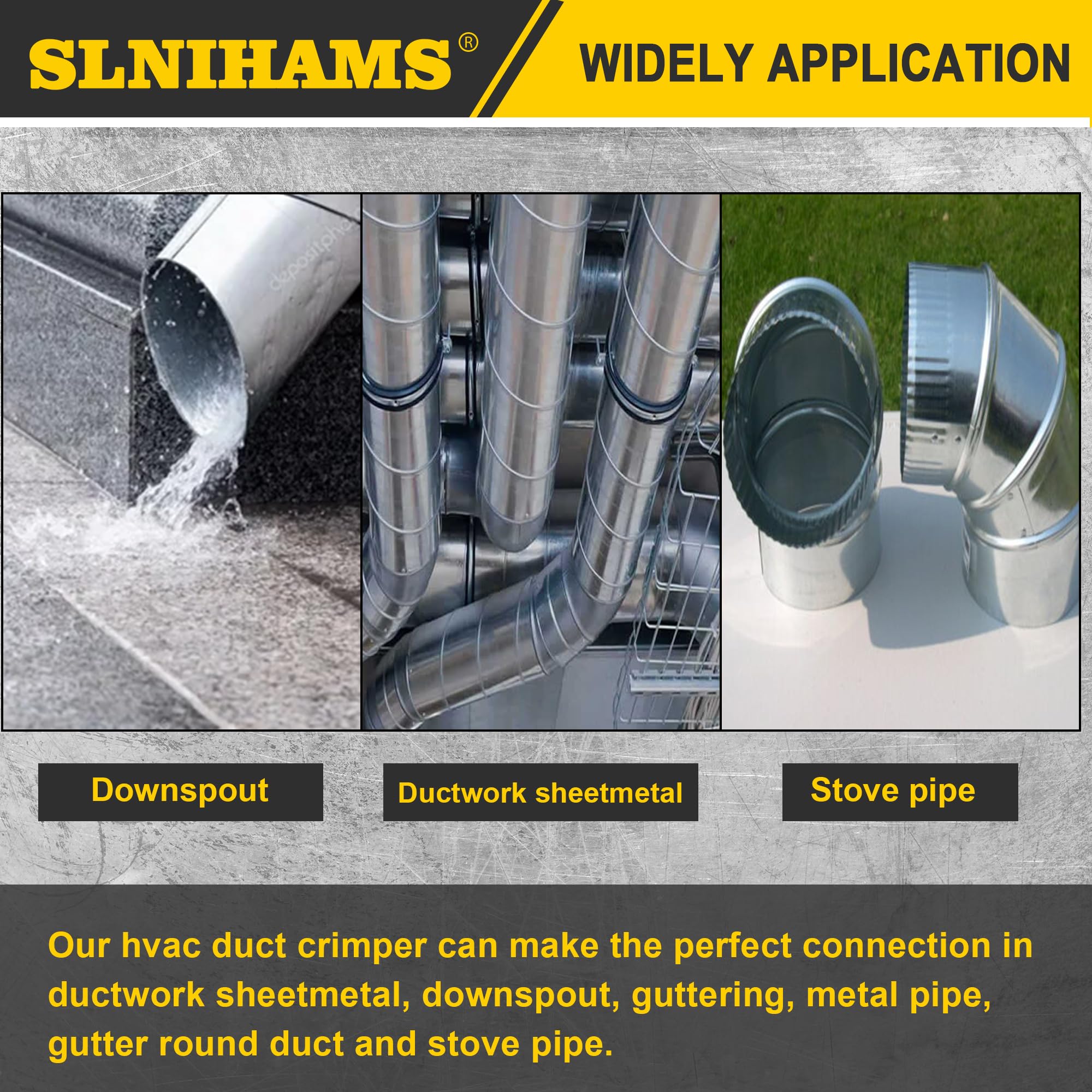 SLNIHAMS 5-Blade Hand Crimper Sheet Metal Tools, Hvac Tool for 24-28 Gauge Duct Work Downspout and Stove Pipe, 10-1/2" Sheet Metal Crimper Gutter End Cap Duct Crimping Tool