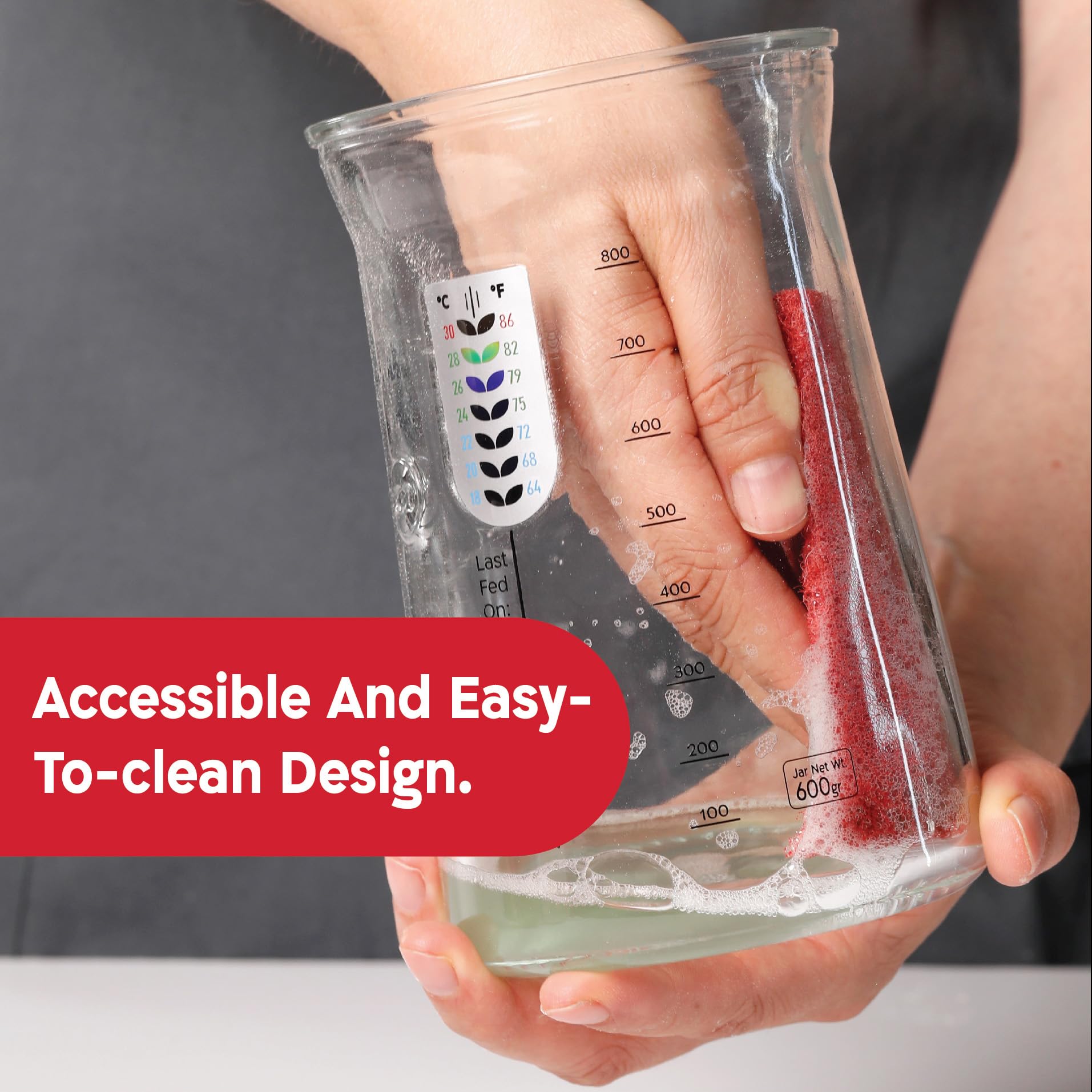 KNEADACE Pro Sourdough Starter Kit - 34oz Large Capacity Glass Fermentation Jar with Lid & Tracker, Sourdough Starter Fermenter for Homemade Sourdough, Bread Dough Prep & Culinary Fermentation, 1 Set