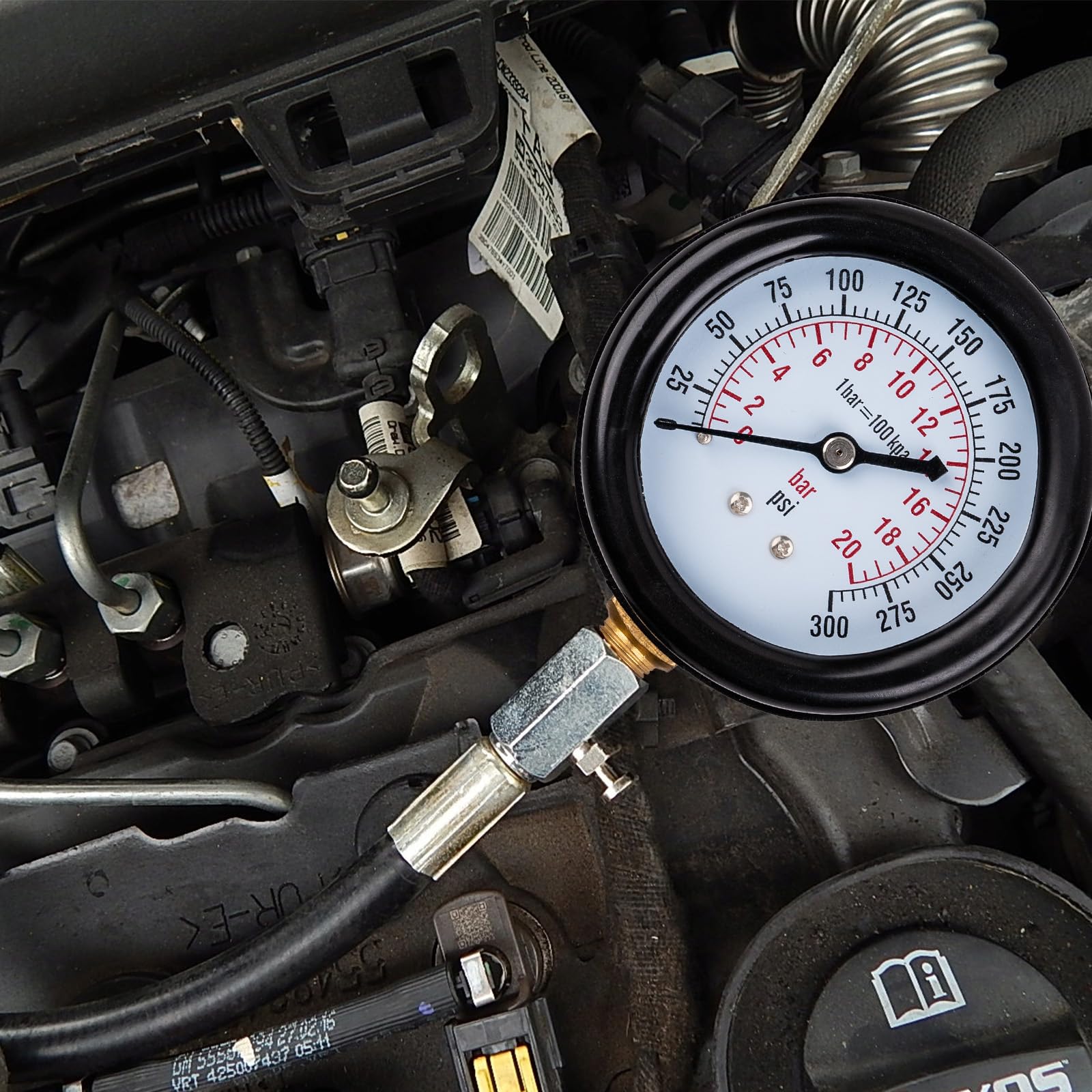 Clatoon 8pcs Petrol Engine Cylinder Compression Tester Kit, Small Engine Compression Tester Automotive Tool Gauge 0-300PSI for Testing Car Motorcycle Outboard Motor Snowmobile Chainsaw