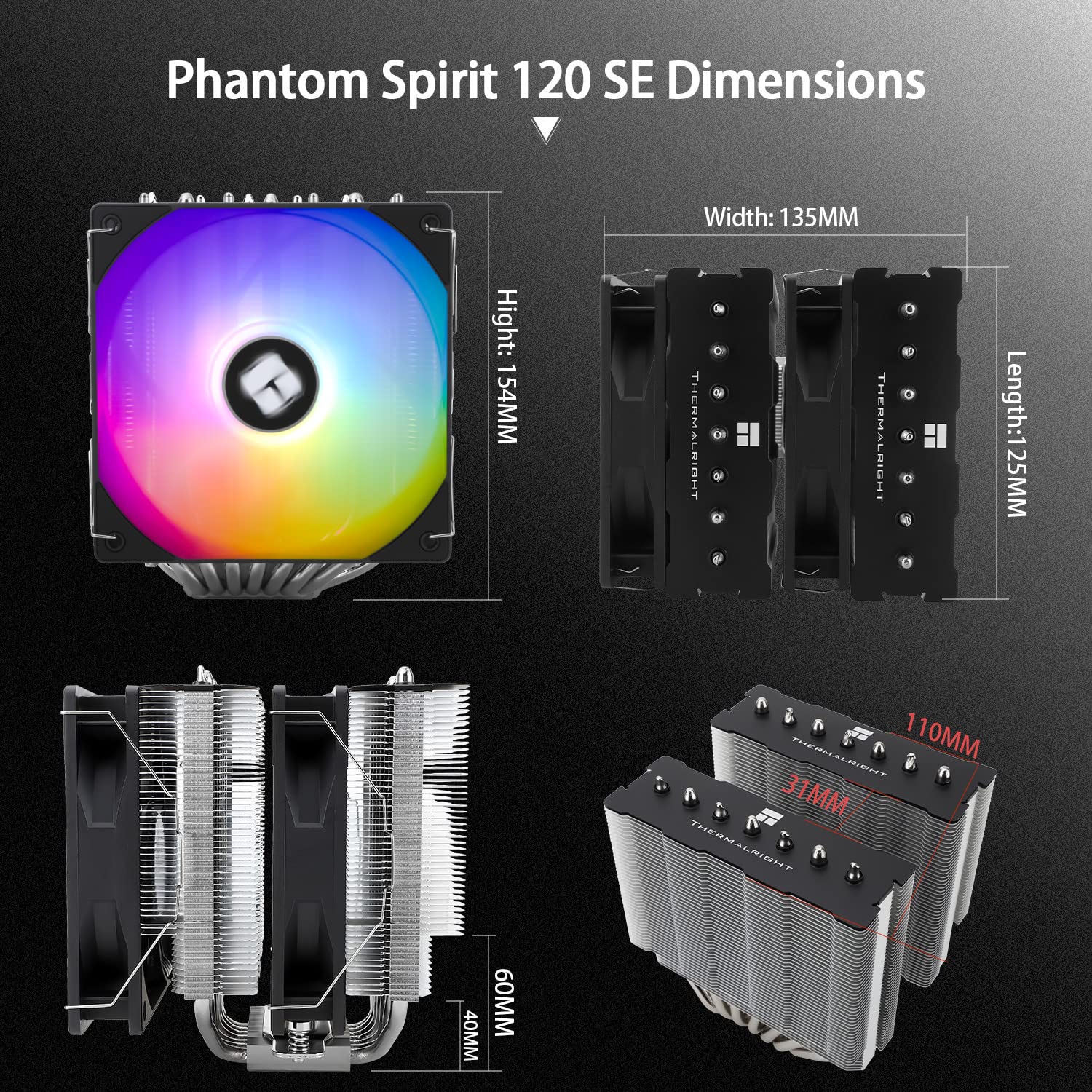 Thermalright Phantom Spirit 120 SE ARGB CPU Air Cooler, 7 Heatpipes CPU Cooler,Dual 120mm PWM Fans, for AMD AM4/AM5/Intel 1851/1700/1150/1151/1200