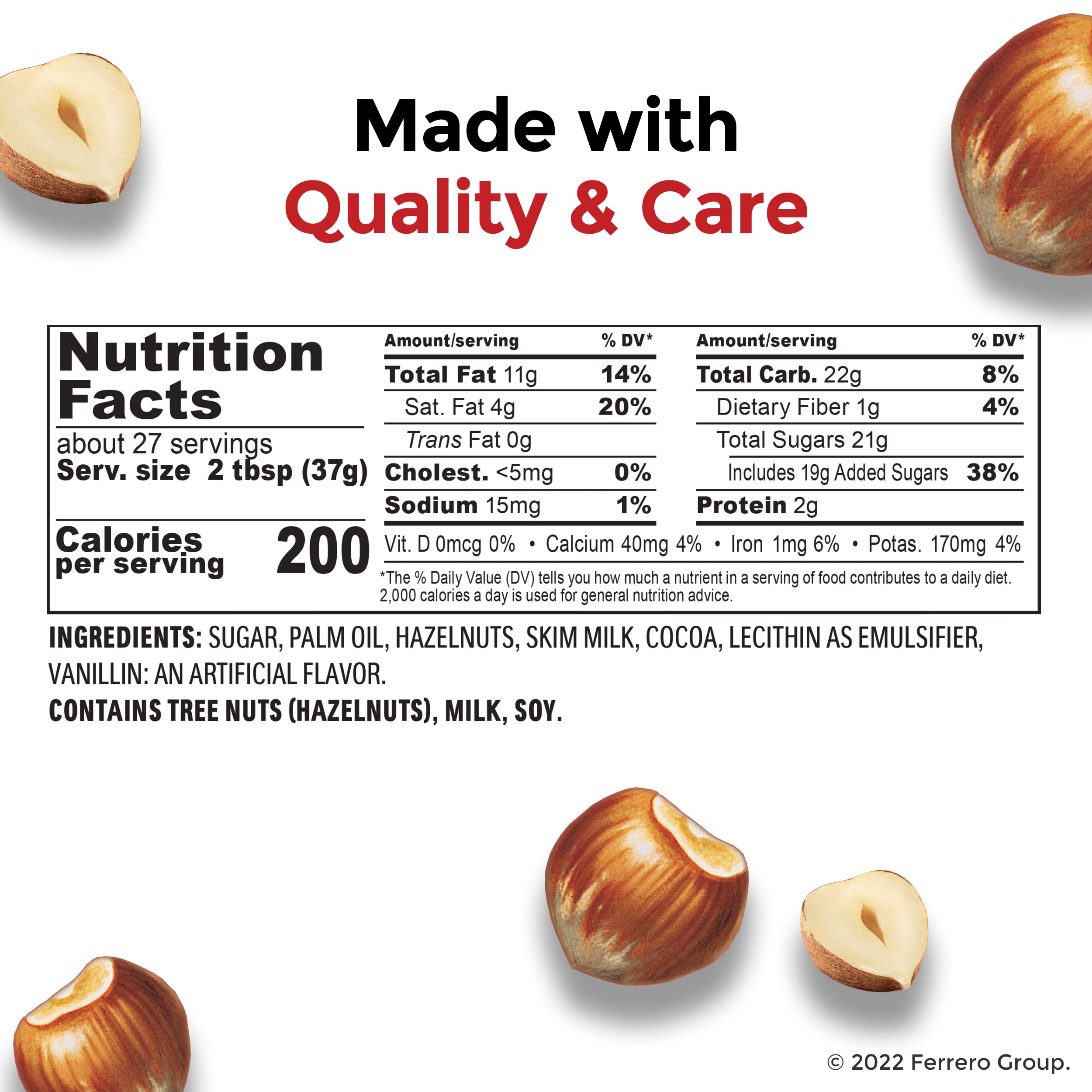 Nutella Hazelnut Spread with Cocoa, Creamy Hazelnut Spread, Breakfast Favorite, 35.3 oz Jar