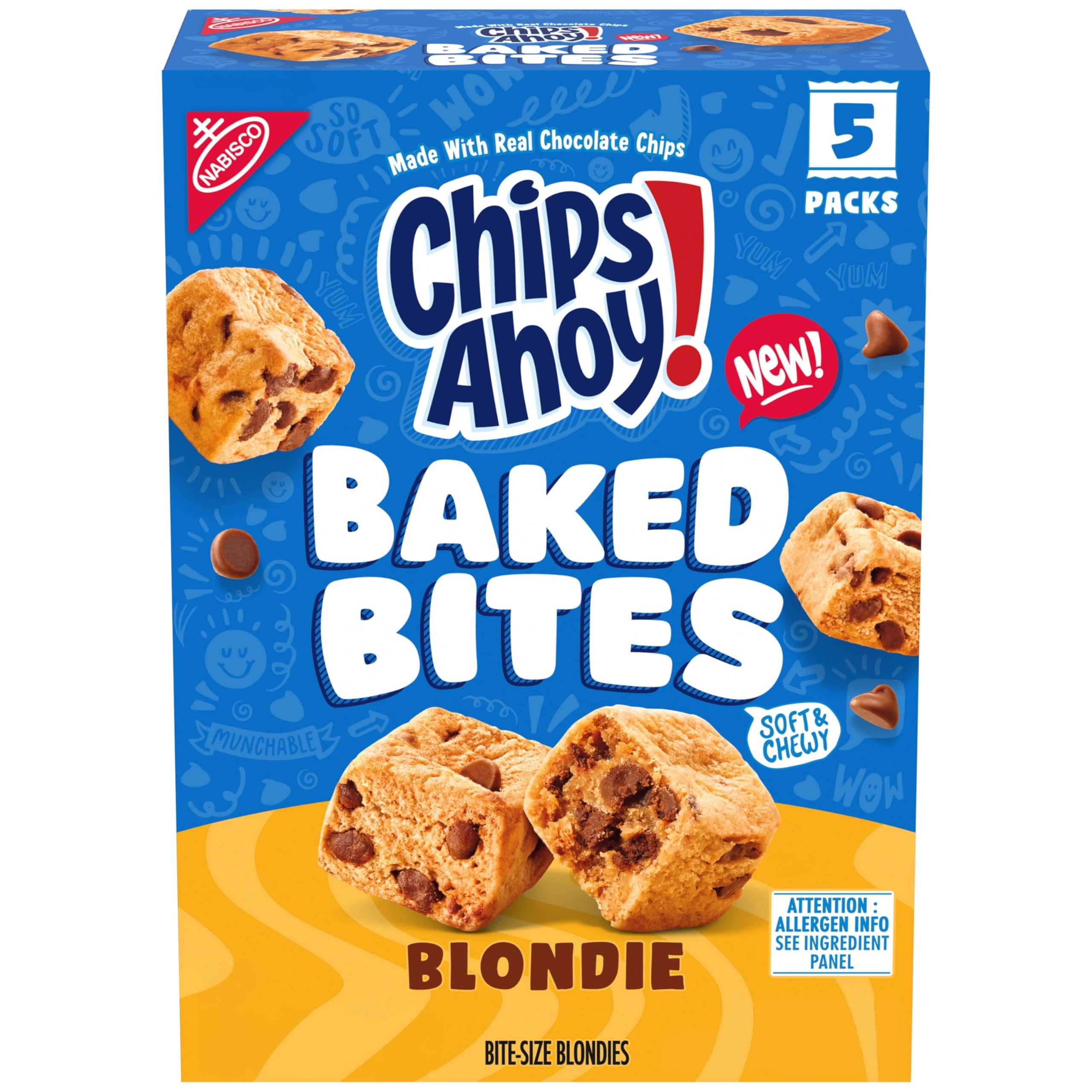 CHIPS AHOY! Baked Bites, Blondie, 5-1.5 oz Snack Packs (5 Bites per Pack)